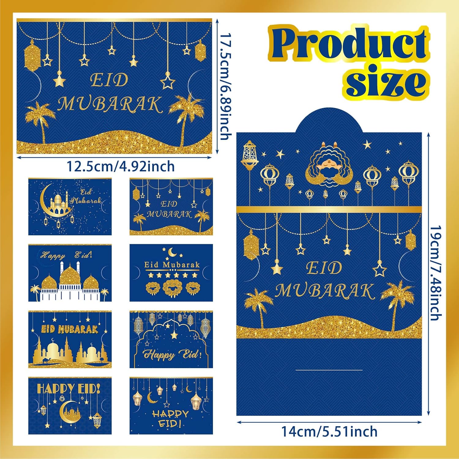 Sinmoe 32 Pcs Eid Mubarak Money Envelopes for Cash Gifts 6.9x4.9 Inch Lucky Cash Card Holders Assorted Ramadan Holiday Gift Cards Pocket Envelopes for Money Eid Mubarak Party Celebration Decoration image 2 of 7 B0BNQ8KQ4V