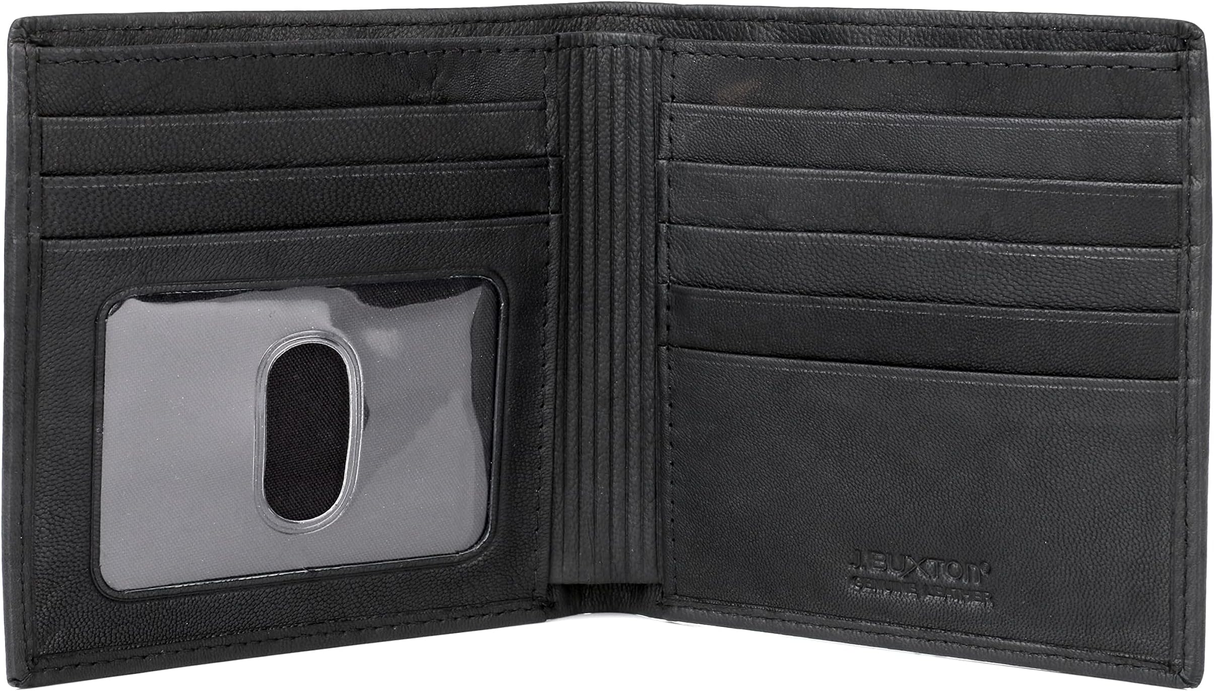 BUXTON EST. 1898 USA Men's Dakota Leather RFID Cardex Hipster Wallet, Black