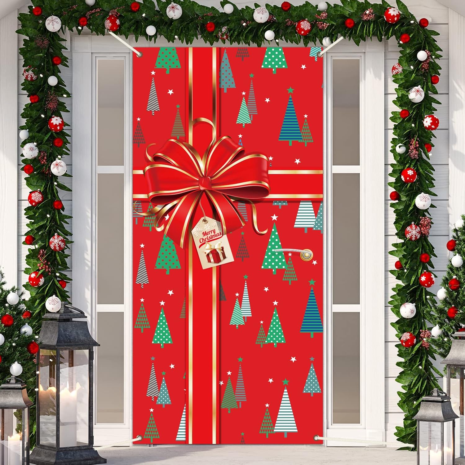 Christmas Door Cover Decoration Merry Christmas Trees Door Banner