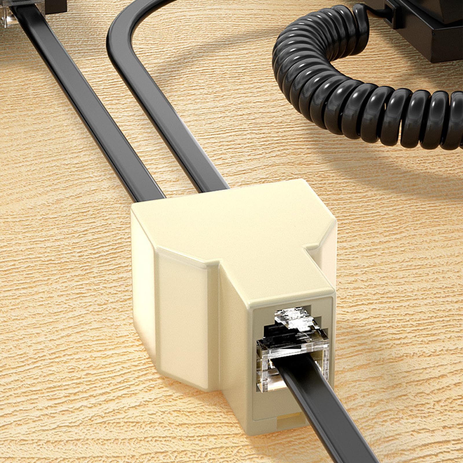 KSLMD Lightweight RJ11 Phone Line Splitter Easily Expands 1Port to Two Connection for Use in Any Setting