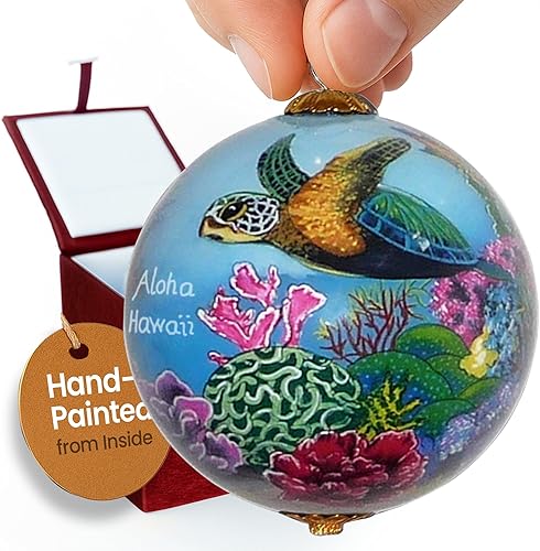 Miniatura 18 de Adorno coleccionable de vidrio hawaiano pintado a mano con volcán y más con caja de regalo VS/H