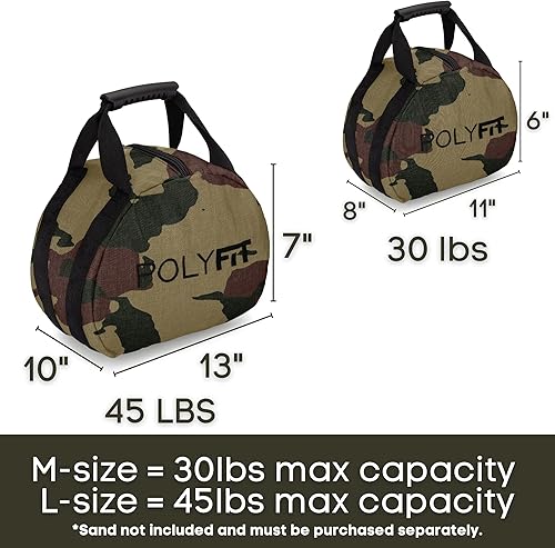 Miniatura 7 de Polyfit Saco de arena con pesas rusas para fitness, bolsas de arena ajustables para entrenamiento con pesas rusas - 30 libras  45 libras