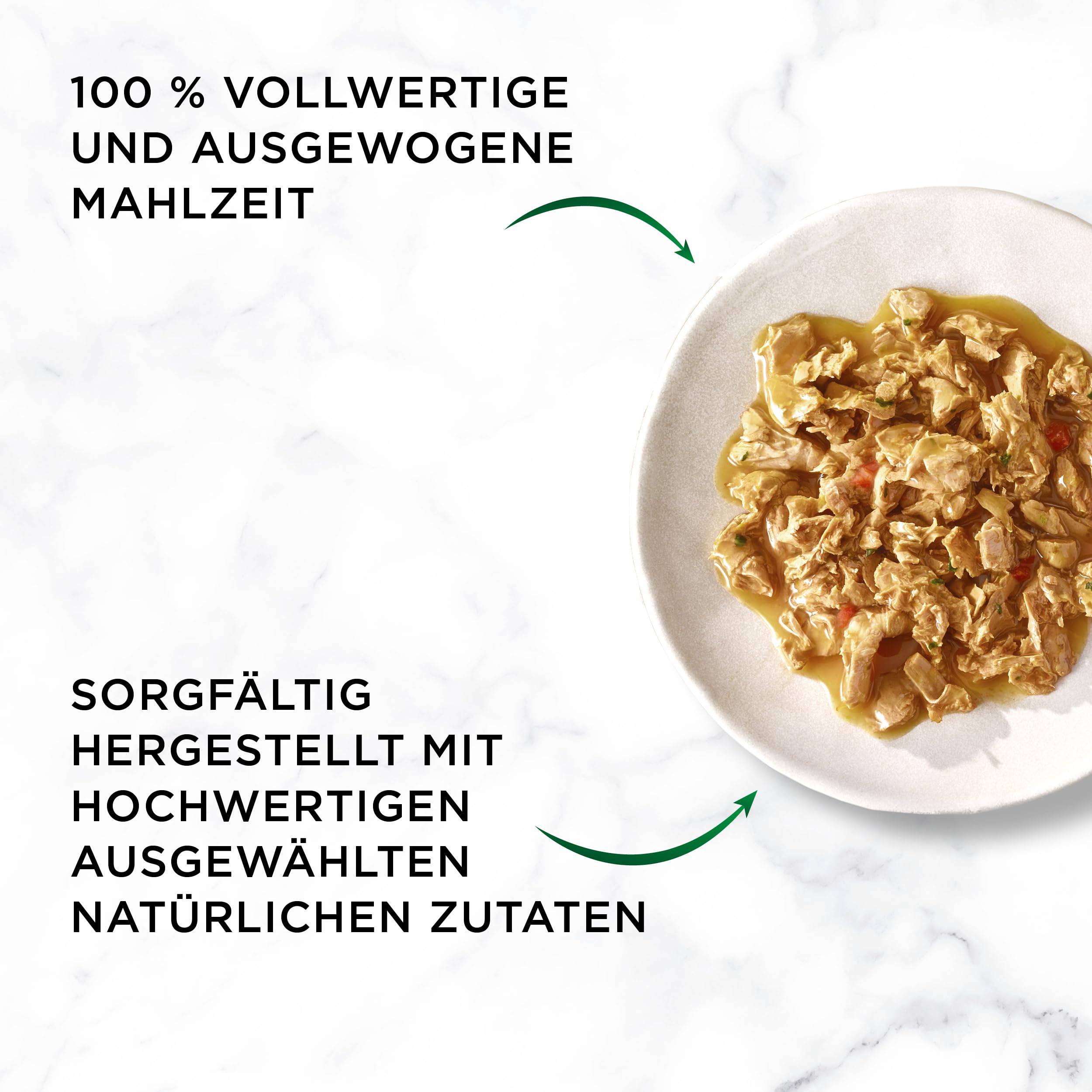 Gourmet Nature's Creations Feine Streifen Katzenfutter nass, reich an Huhn & Truthahn mit Spinat & Gemüse, 12er Pack, 12 x (4x85g)