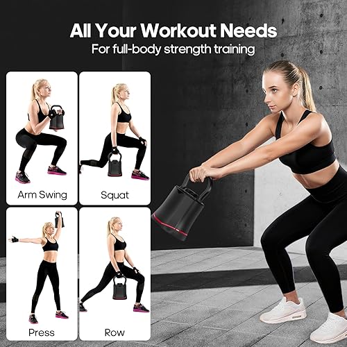 Miniatura 4 de HXD-ERGO Pesa rusa ajustable, juegos de pesas rusas 6 en 1 de conmutación rápida (6.5-40 libras) con rotación bidireccional, pesas rusas que ahorran