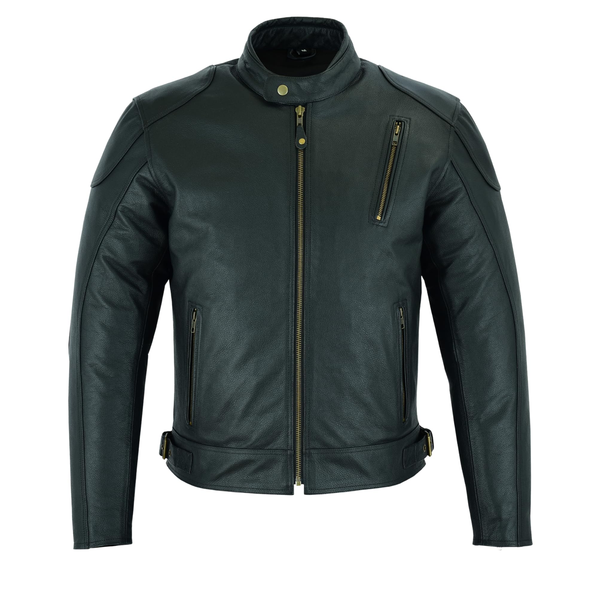 warrior gears Motorcycle Leather Jacket Mens, Premium CE Armour Protection Nappa Cowhide Short Body Real Leather Motorbike Jackets for Men, Black Leather Jacket - 4X-Large