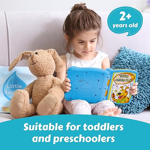 Miniatura 4 de Libro de actividades parlantes para niños de 2 años en adelante, libro de sonido con 5 actividades de aprendizaje, incluyendo letras, números, juego