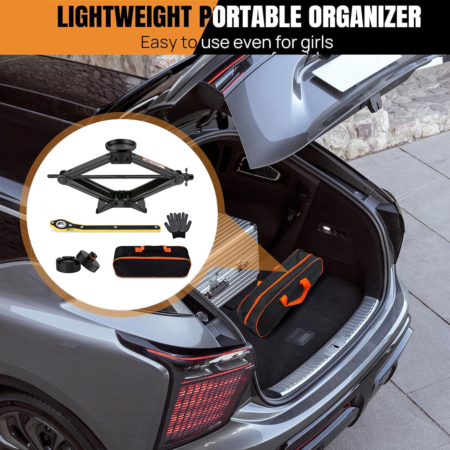 Cric Auto 2,5T, Cric Idraulico Alternativo, Sollevatore Auto con Tamponi Gomma Universale e per Tesla, Cric a Forbice, Cavalletti Auto per SUV e Berline(2.5T-SY)