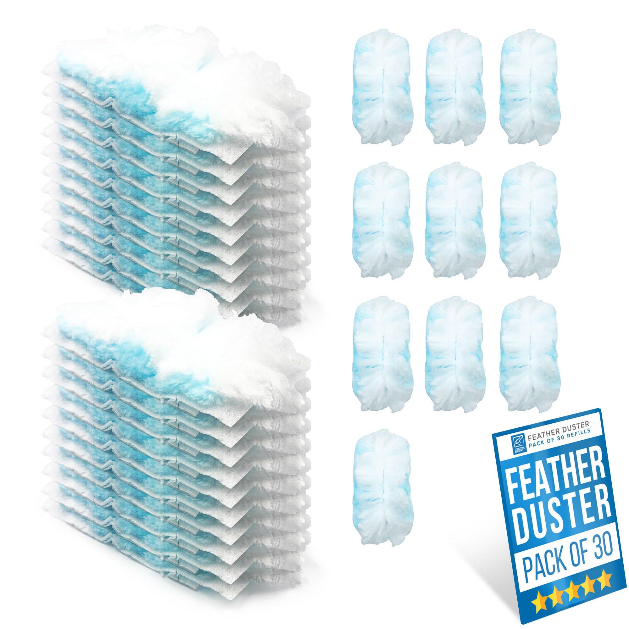Fluffy Duster Refills, Pack of 30 Dust Magnet Refills Dusters for Cleaning Compatible with Flash, Pledge & Swiffer Dusters - Effectively Entrap Dust, Dirt, and Hair with Ease