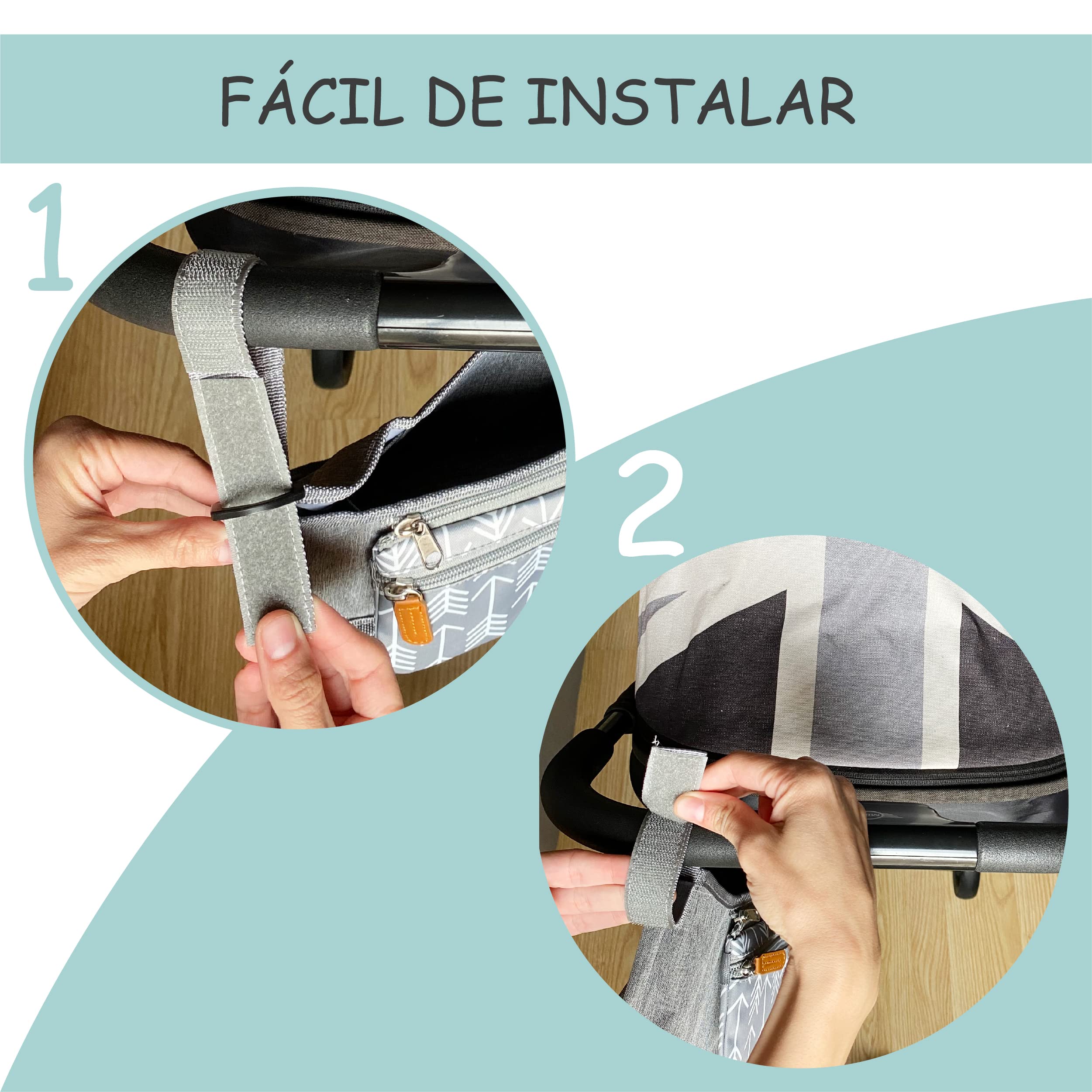 Bolso Carro Organizador Impermeable para Cochecito de Bebé con Bolsa Pequeña Extraíble. Mochila Carrito Diseño Universal, Maternidad