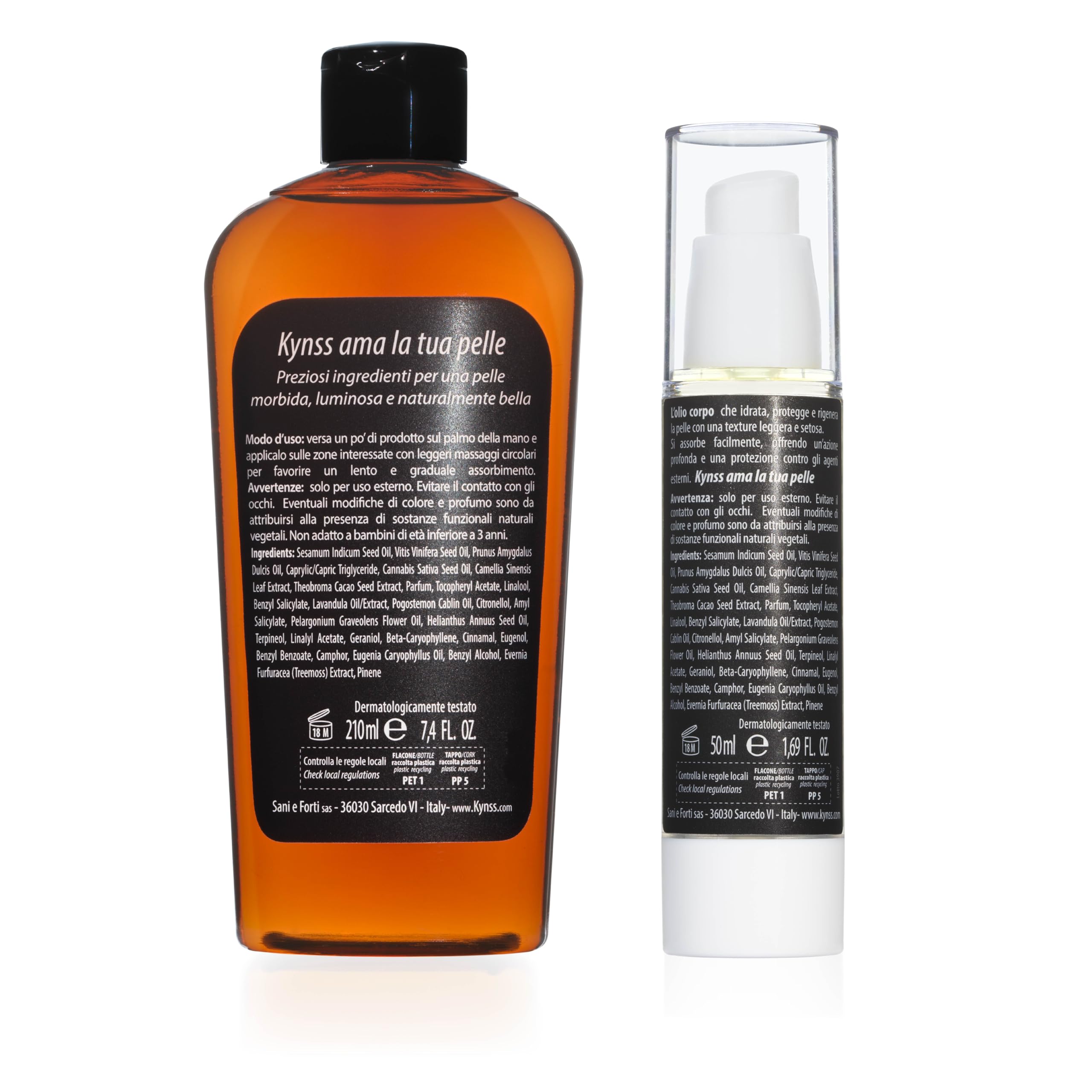 Kynss Olio Corpo Nutriente per Pelle Secca, 420 ml + 50 ml Airless Omaggio | Puro senz'acqua con 4 oli di alta qualità. Prodotto italiano