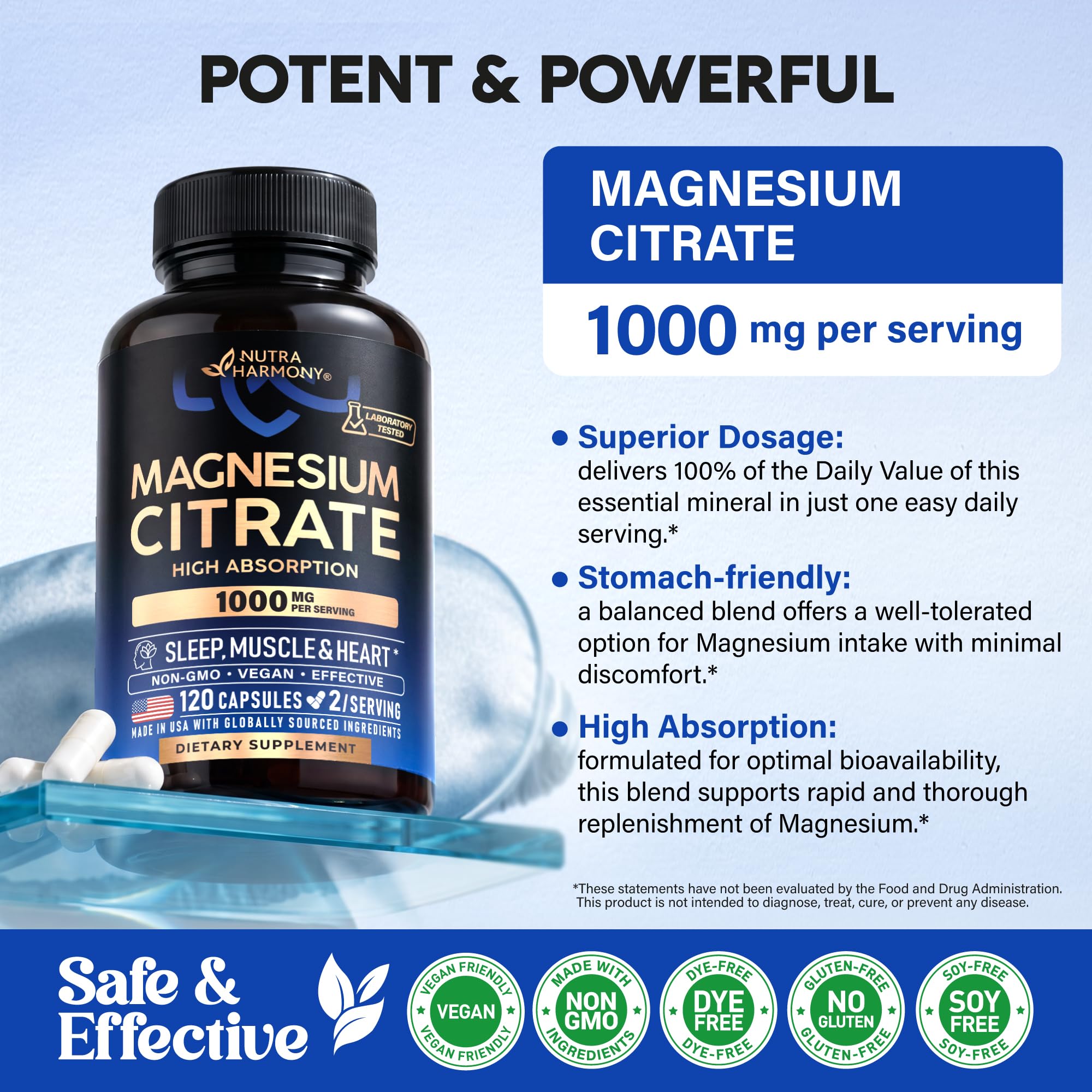 Magnesium Citrate Capsules 1000mg - High Absorption, 2 Month Supply — Amazon image 4