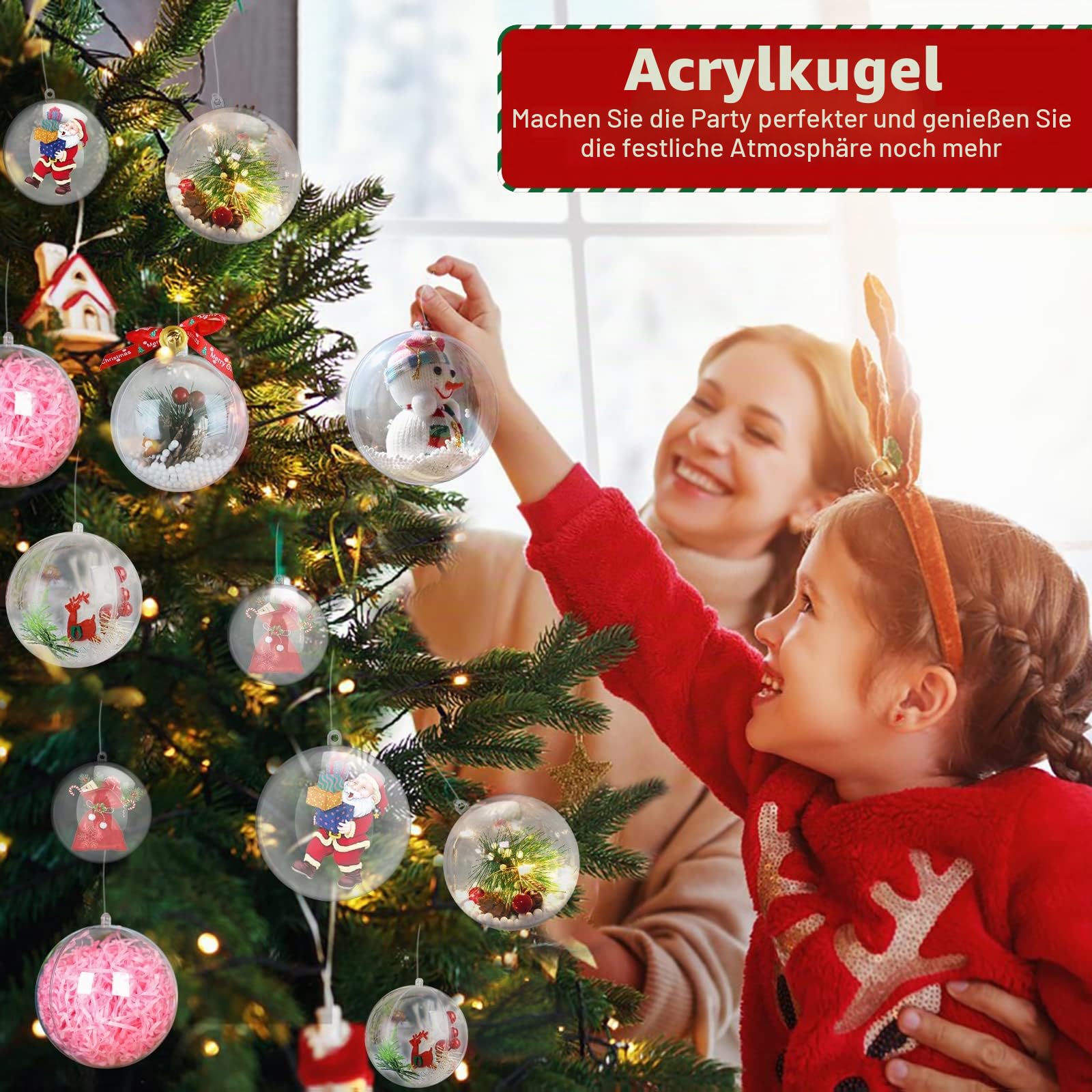 Befüllbare DIY Christbaumkugeln 25 Stück Durchsichtige Kunststoffkugeln Mehrzweck Weihnachtskugeln Dekokugeln Durchsichtig für Weihnachten Neujahr Dekorationen