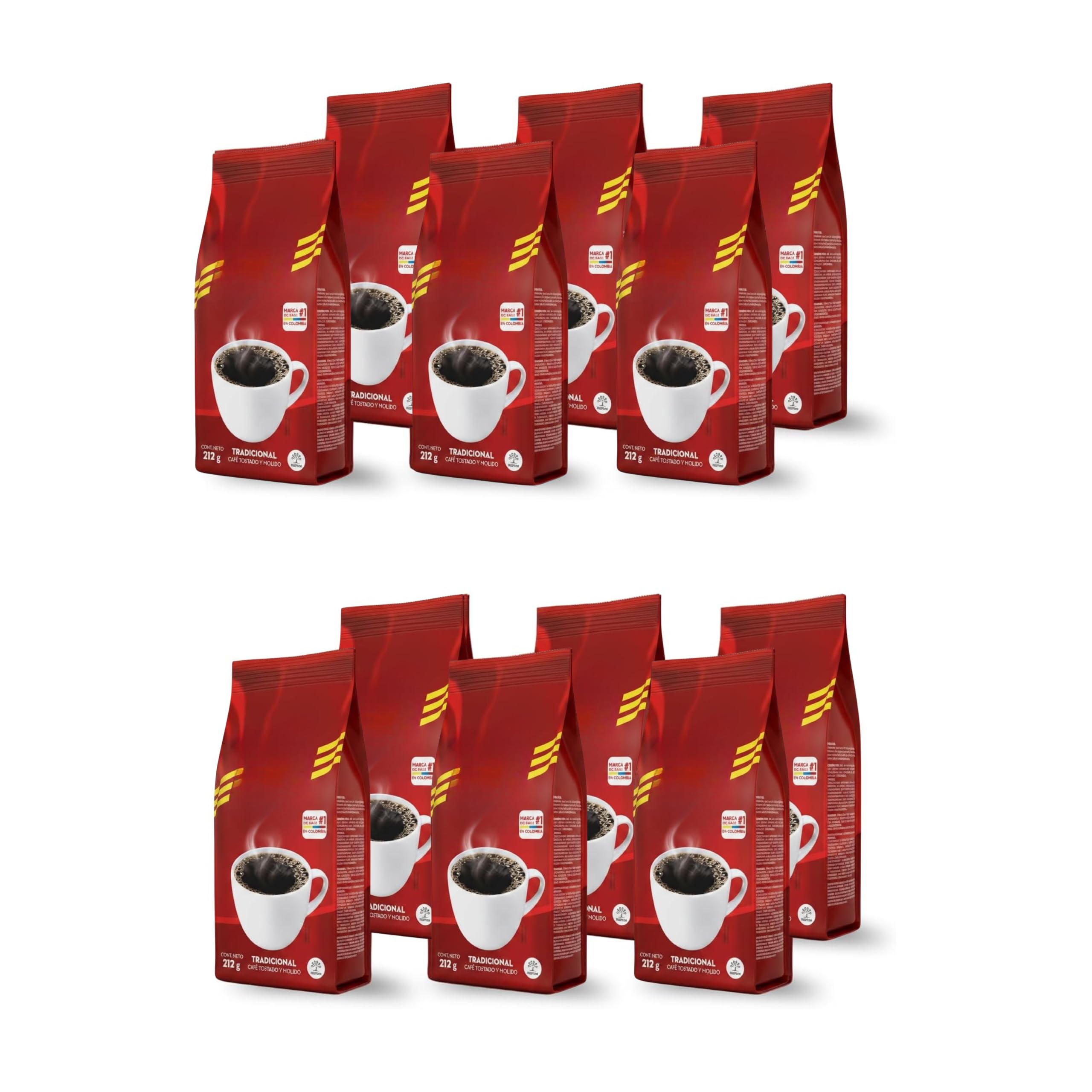 Pack de 12 Unidades de 212g (Total 2.54 kg) - Café Colombiano Tostado y Molido - Sabor Auténtico y Aroma Intenso - NEXU