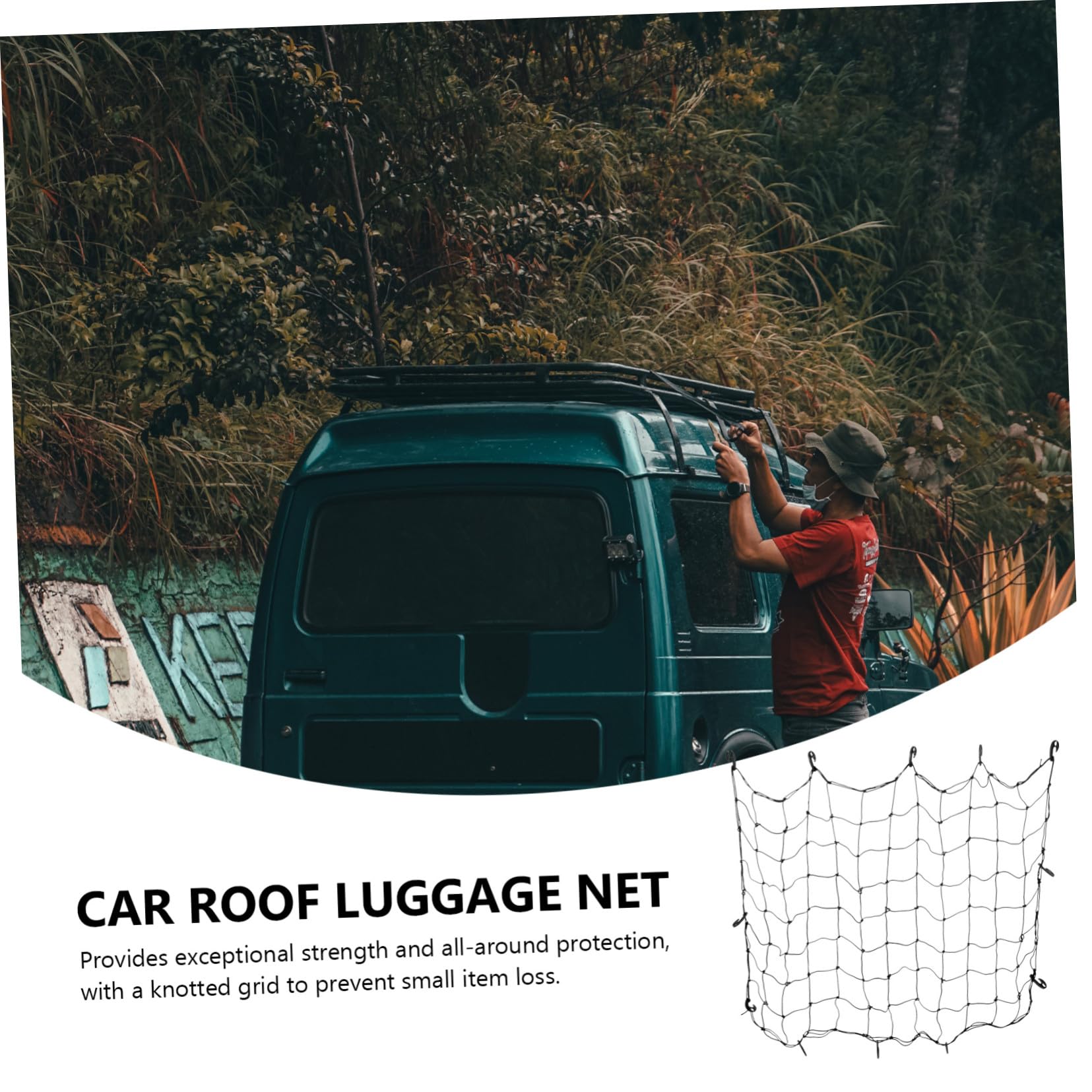 Filet Noir pour Toit de Voiture SUV en Caoutchouc et Chargement Installation Facile Protection Complète pour Organiser Bagages Porte-Bagages