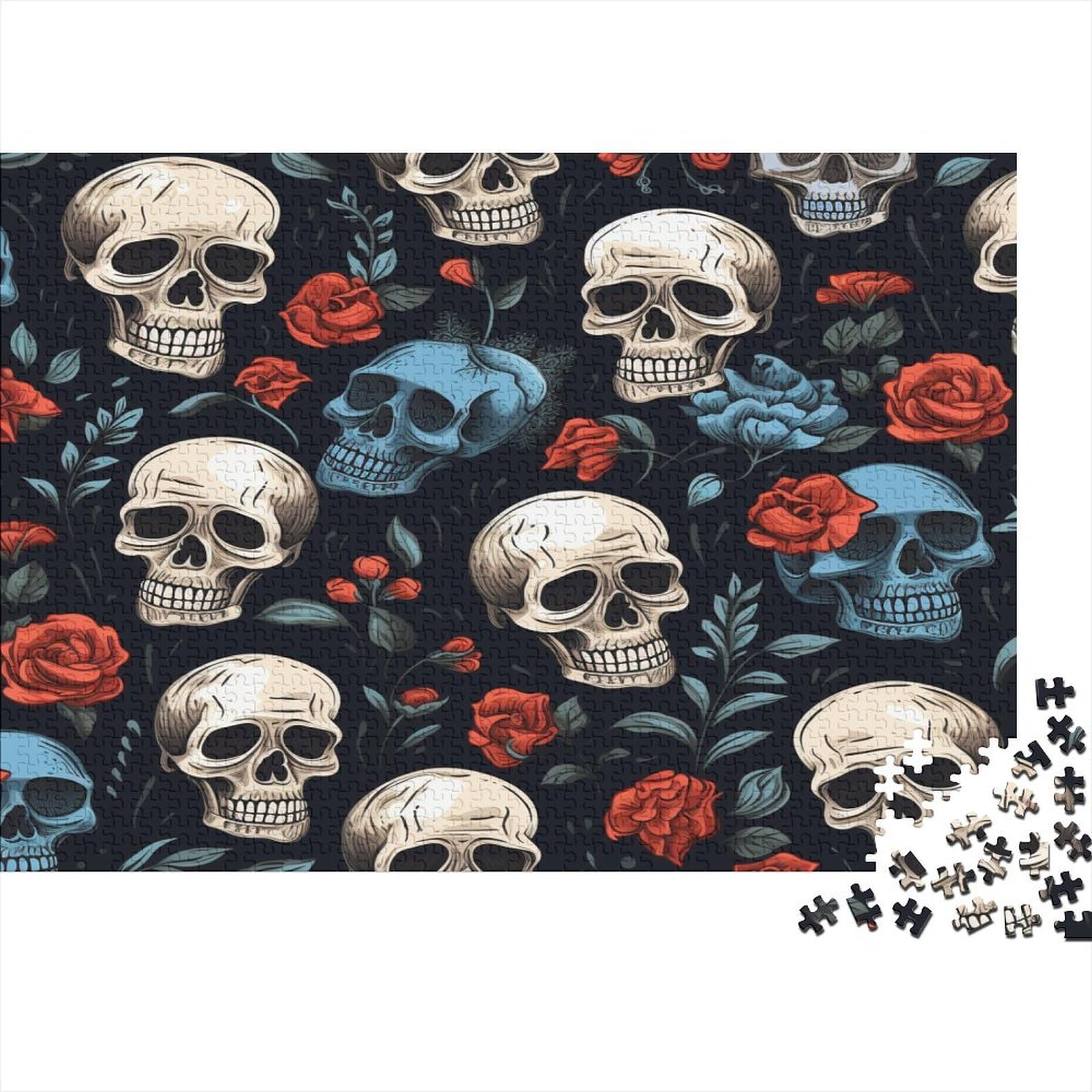 Puzzle czaszki, puzzle 1000 elementów, puzzle dla dorosłych, wysokiej jakości nadruk puzzle 1000 sztuk (75 x 50 cm)