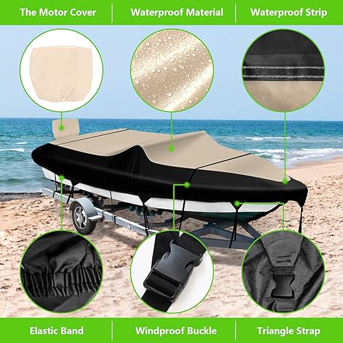 Miniatura 3 de COVERVIN Funda para lancha remolcable 210D, impermeable, de grado marino, tela Oxford para longitud de 20 a 22 pies de ancho hasta 100 pulgadas de