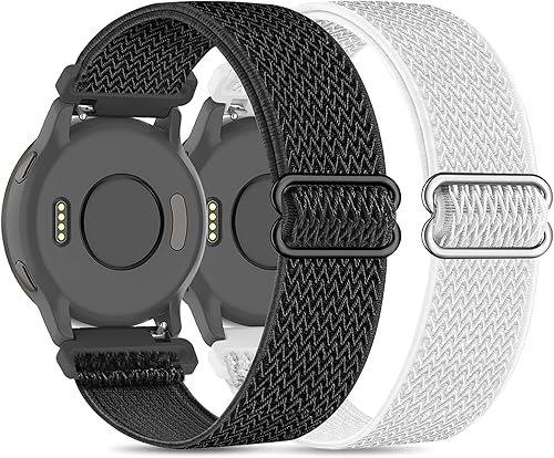 Paquete de 2 correas elásticas de nailon compatibles con Garmin VenuVenu Sq, correas elásticas de 0.787 pulgadas para Garmin Vivoactive 3Vivoactive Paquete de 2 correas elásticas de nailon compatibles con Garmin VenuVenu Sq, correas elásticas de 0.787 pulgadas para Garmin Vivoactive 3Vivoactive
