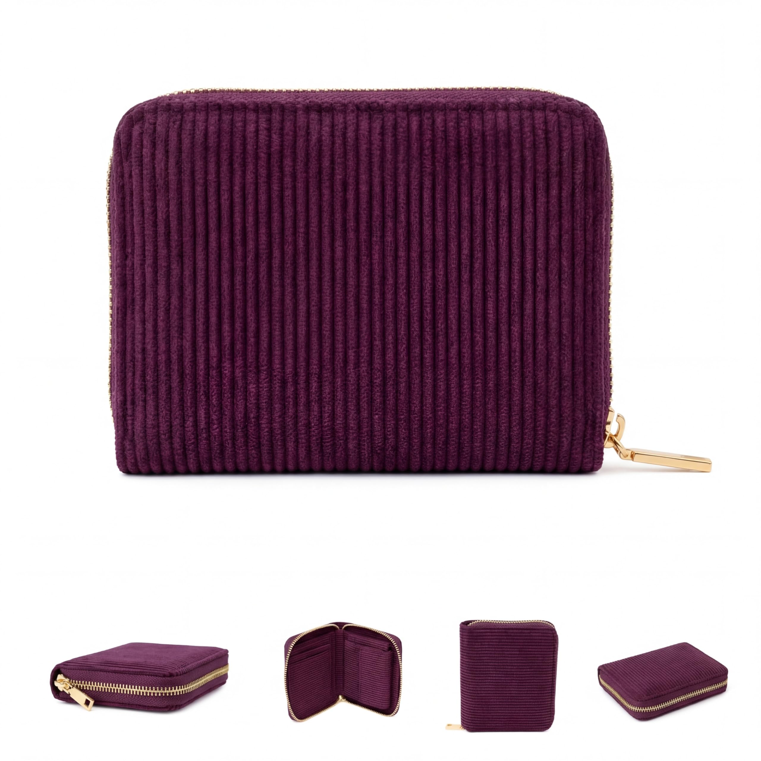 MillyMilk® Portefeuille Fondo - Mini portefeuille pour femme - En tissu velours côtelé de couleur pastel pour femme - Petit portefeuille pour cartes, pièces de monnaie et billets - Compact et