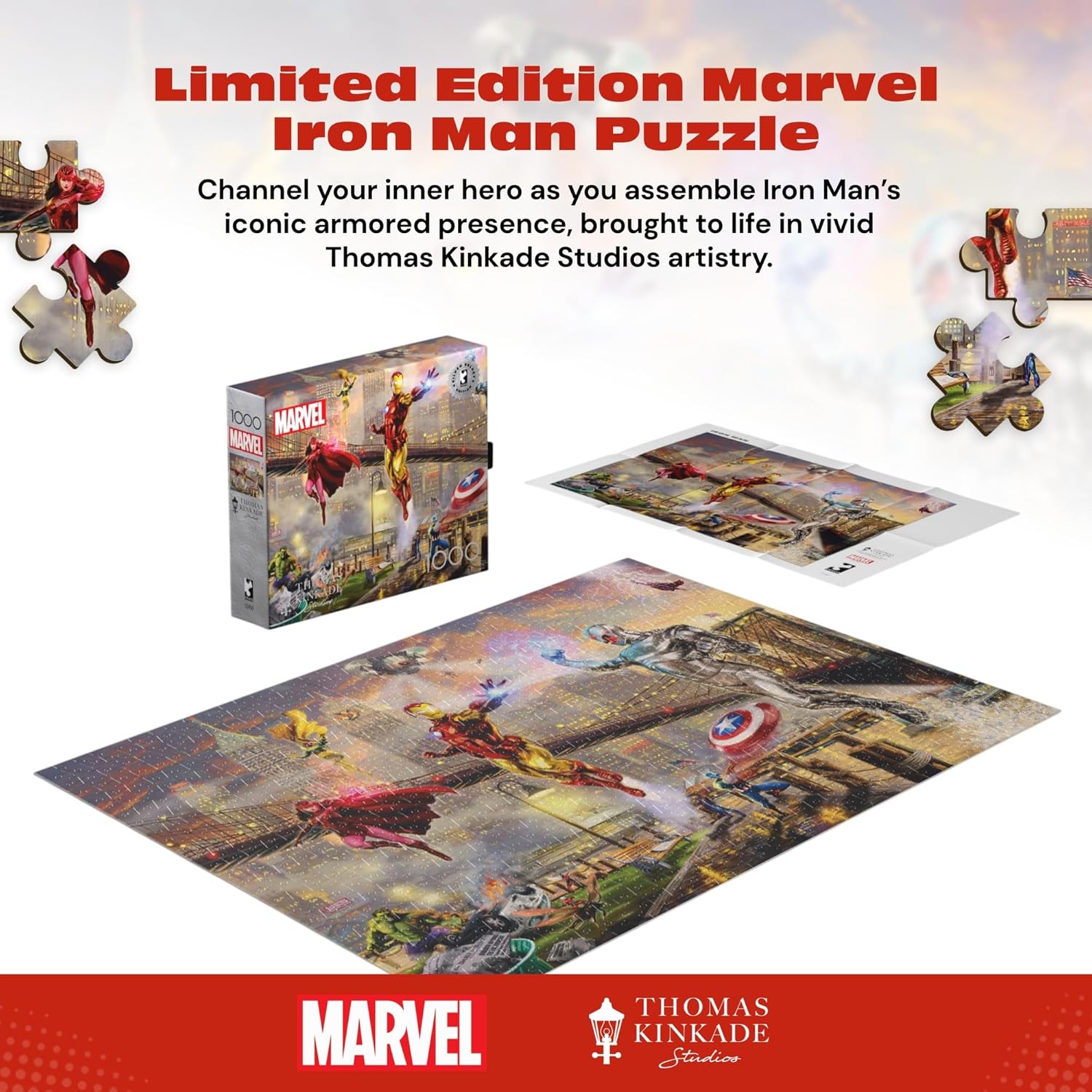 Buffalo Games Silver Select Marvel Comics Iron Man Jigsaw Puzzle by Thomas Kinkade Studios – 1000-Piece Premium Puzzle for Adults with Foil Accents