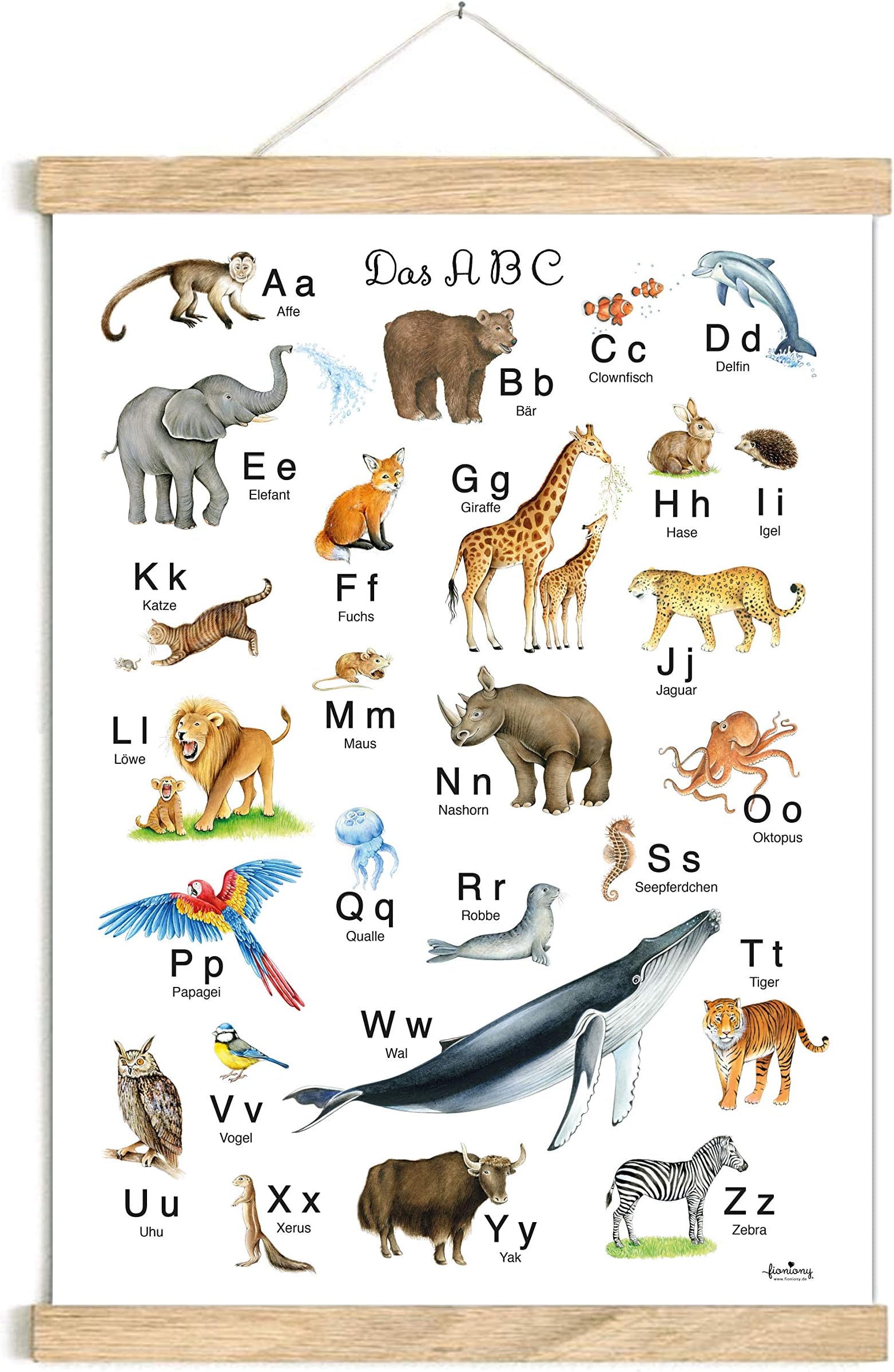 Yoosso ABC Lernposter 40x60cm - Alphabet, Zahlen & Tiere, Wasserdicht Für Kindergarten & Vorschule