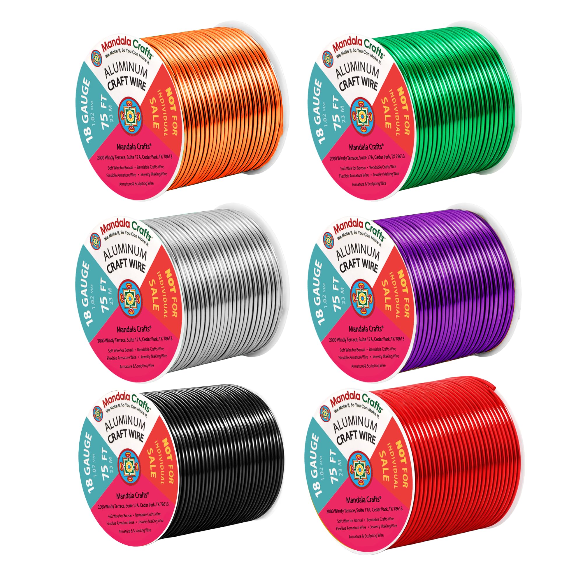Mandala Crafts 18 GA Silver Black Red Assorted Anodized Aluminum Craft Wire