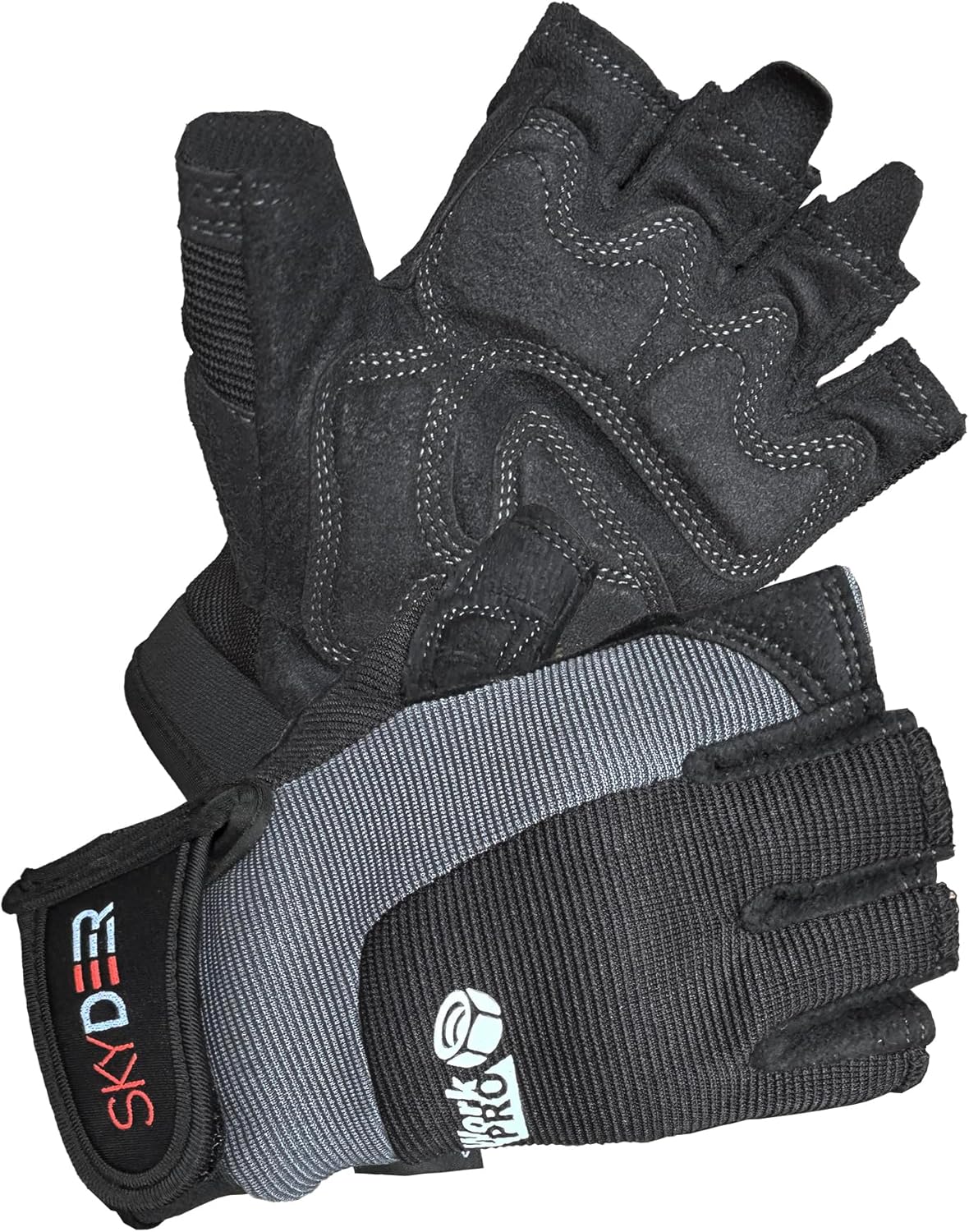 SKYDEER Guantes de trabajo sin dedos  Guantes de gimnasio de cuero sintético de alto rendimiento, resistentes al agua, agarre antideslizante para