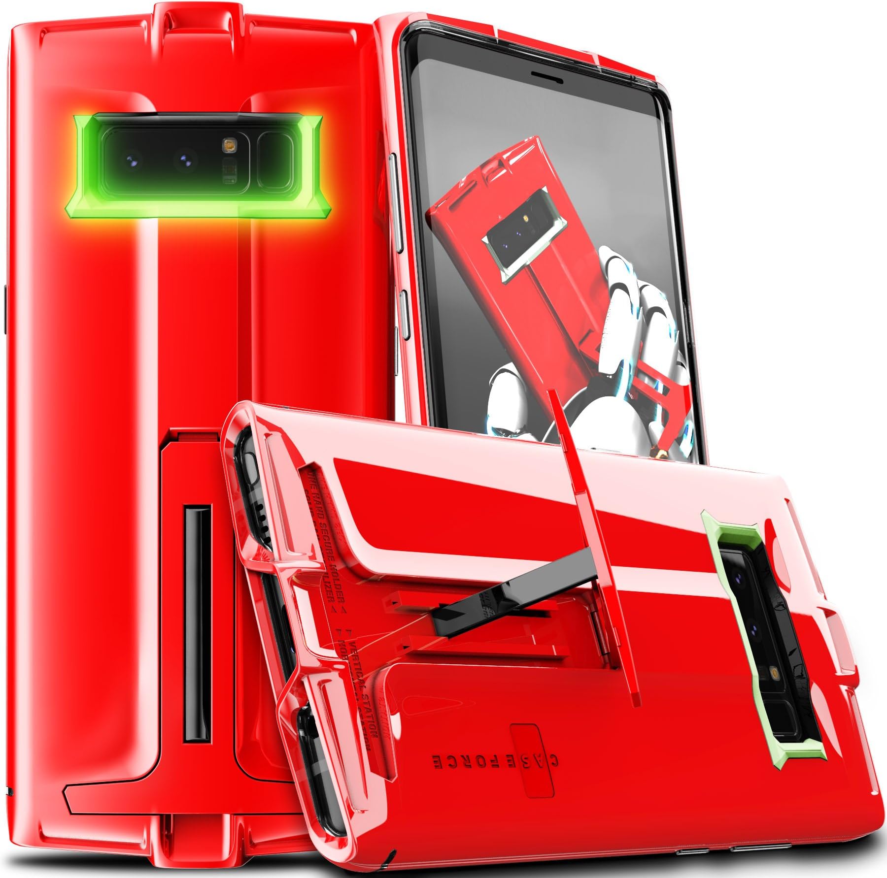 Note 8 Case [Thrust Series] Best Ultimate for Girls Women Men, Kickstand Heavy Duty Military Grade Drop Protection,Clear TPU Unique Custom Design Cover