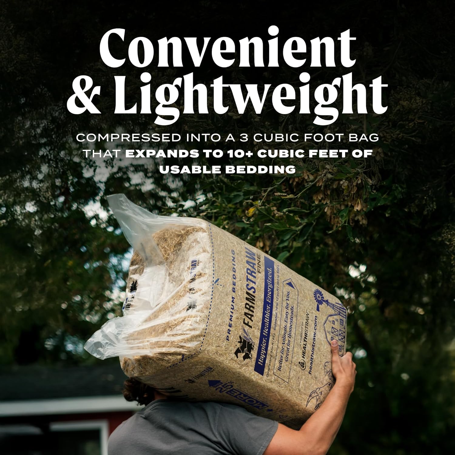 FarmStraw Fine Cut, 3 cu ft (25 lb) Expands to 10+ cu ft – All-Natural Wheat Straw Chicken Bedding for Clean, Dry, Odor-Free Coops – Dust-Free, Super Absorbent – Sustainably Sourced