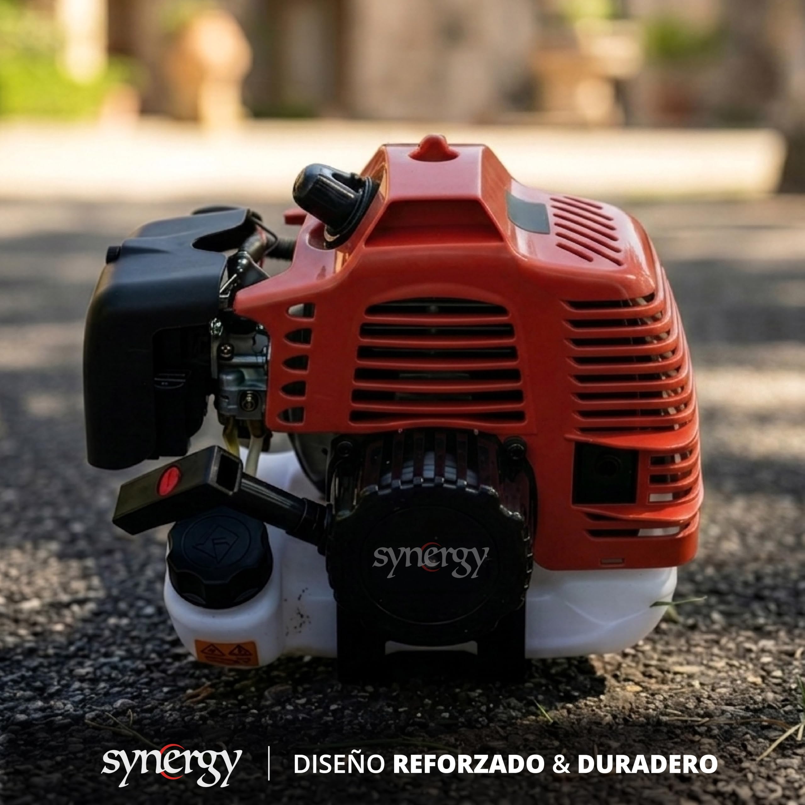 Redblade desbrozadora gasolina 32,5cc 1,5CV motor 2 tiempos con disco 3 puntas, cabezal desbrozadora de hilo, equipada con arnes. Cortabordes ideal para cortar césped, maleza y mantenimiento de jardín