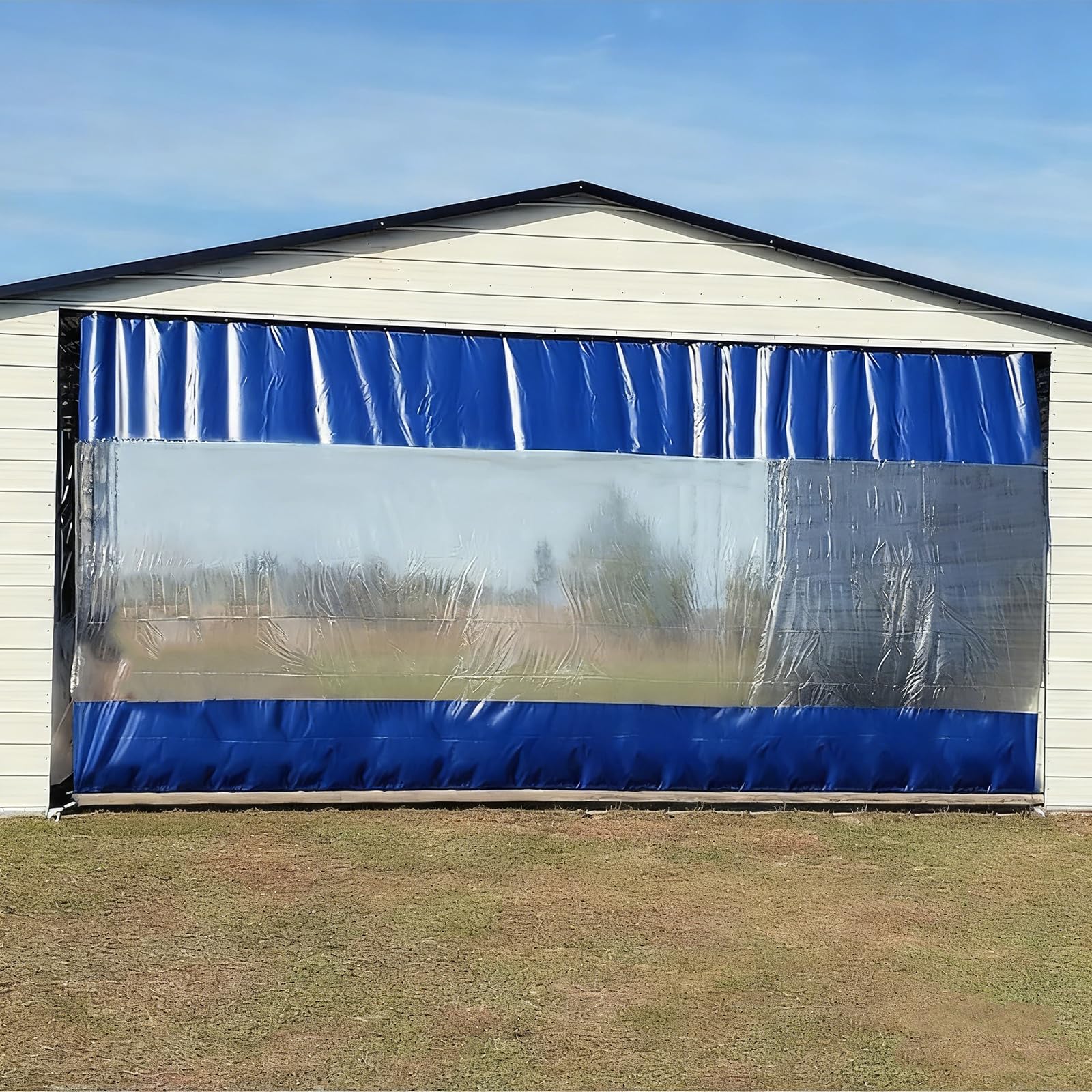 Parete Divisoria Industriale in Vinile Trasparente per Officina, Tenda Divisoria Resistente, Impermeabile E A Prova di Intemperie, per Ambienti di Officina (3,98 M X 3 M, Blu) (Blu)