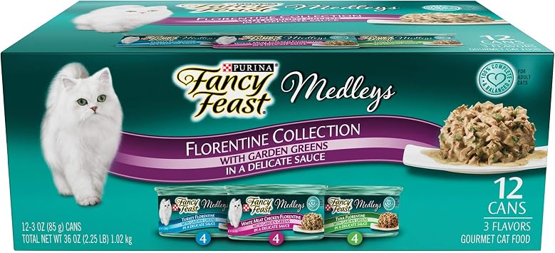 Fancy Feast Medleys Wet Cat Food Variety Pack, Florentine Collection, 12 3 Oz Cans
