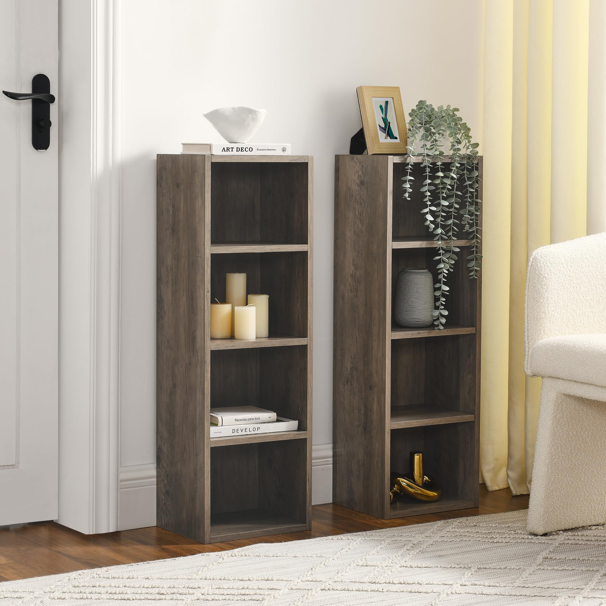 Display Bookshelf Tower, Floor Standing Bookcase Storage Rack, Display Storage Shelves Bookcase Corner Bookshelf for Study, Cubby Storage, Open Book Shelves Bookcase Home Decor Furniture for Office