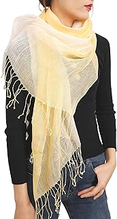 Plain Colour Unisex Pure Linen Fringed Scarf