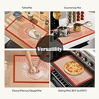 Vista 5 de Folksy Super Kitchen Red - Tapete de silicona antideslizante para repostería, extra grande con medidas de 16 x 26 pulgadas, para hornear
