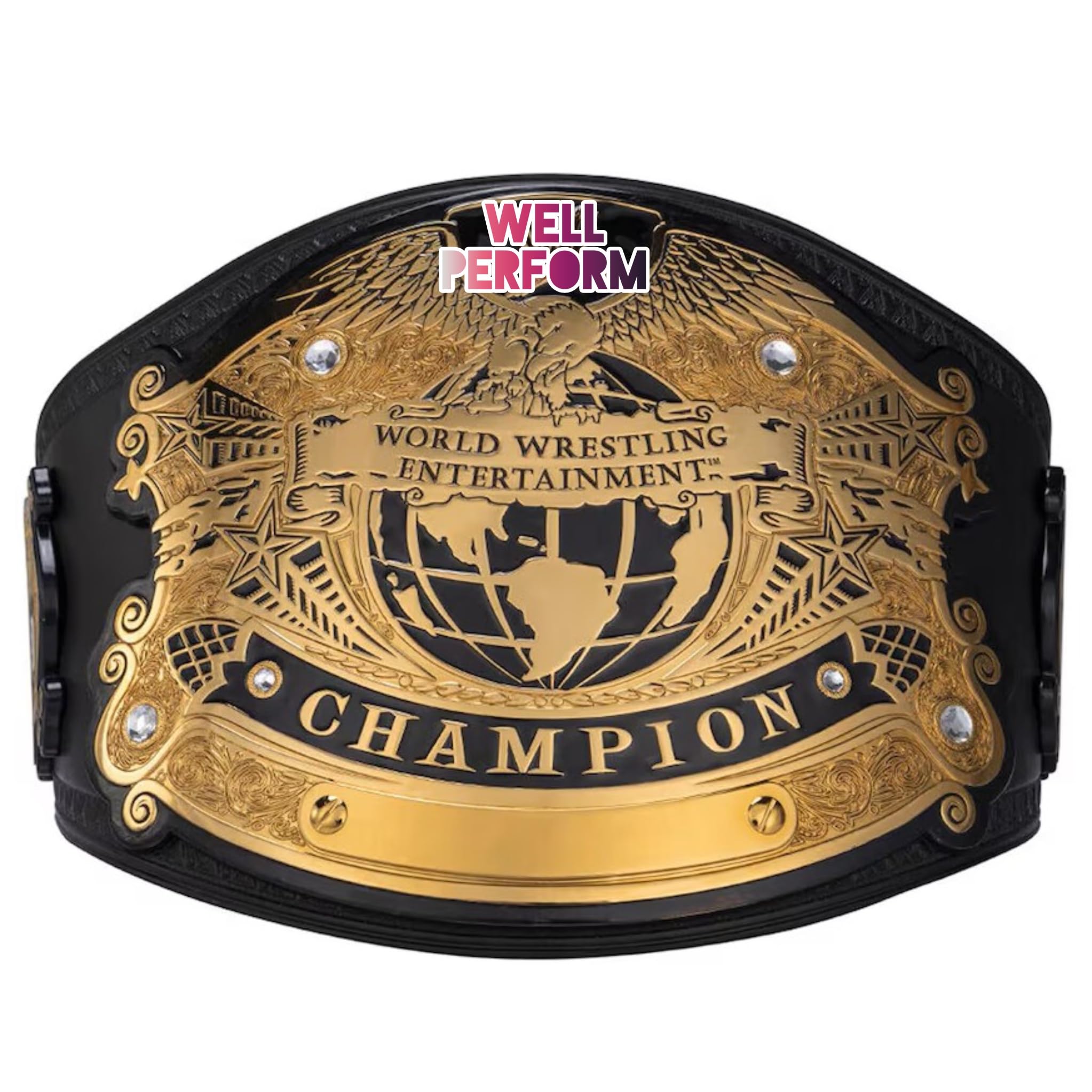 Generic Undisputed World Heavyweight Wrestling Title Belt Replica, Universal Championship Title Belt - Adult Size, Gold, 2 mm