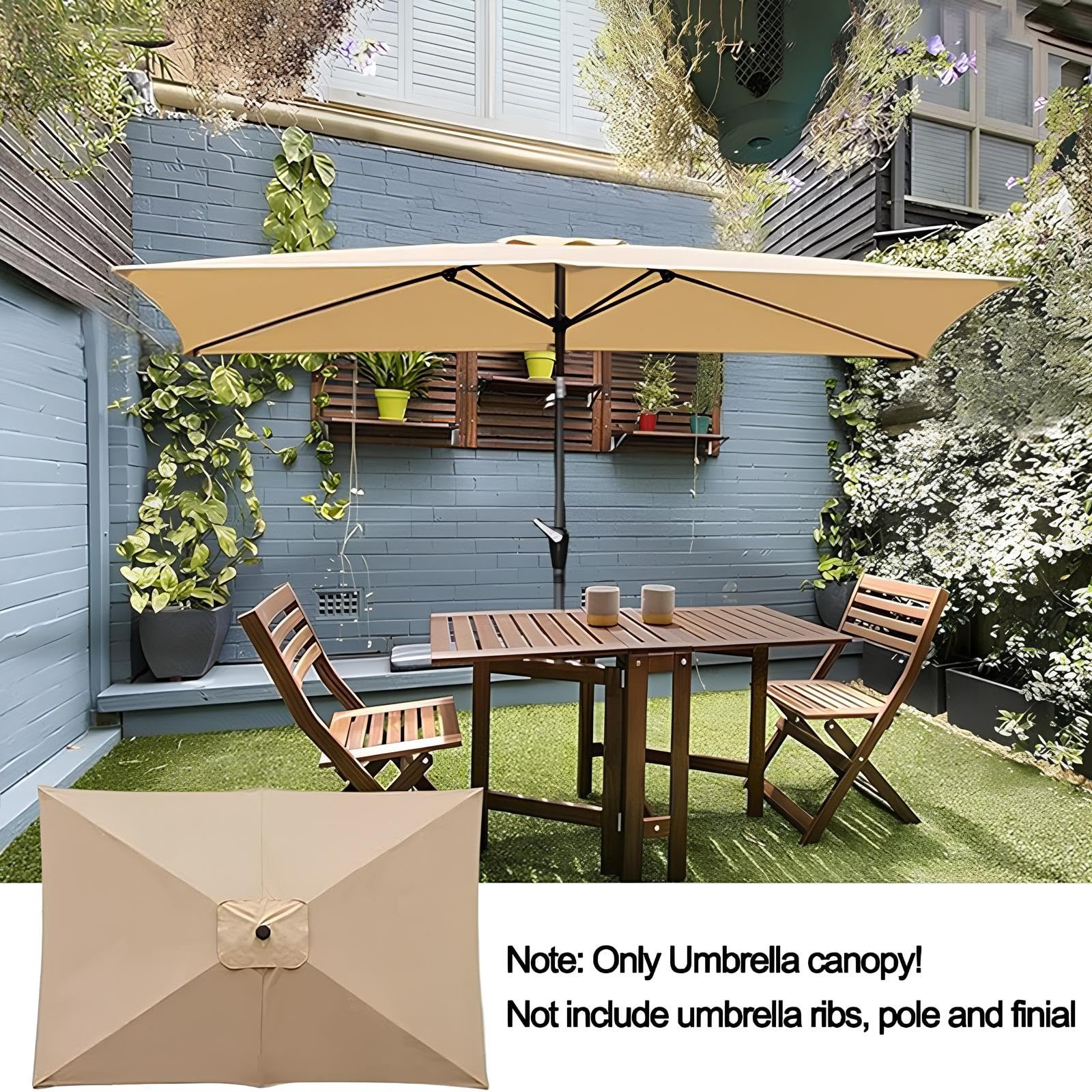 Terrazza Telo Ombrellone Ricambio 2.50x2.50m 3.0x3.0m Impermeabile Copertura Di Ricambio Per Ombrellone Da Giardino 6/8 Stecche(Beige,2.50mx2.50m)