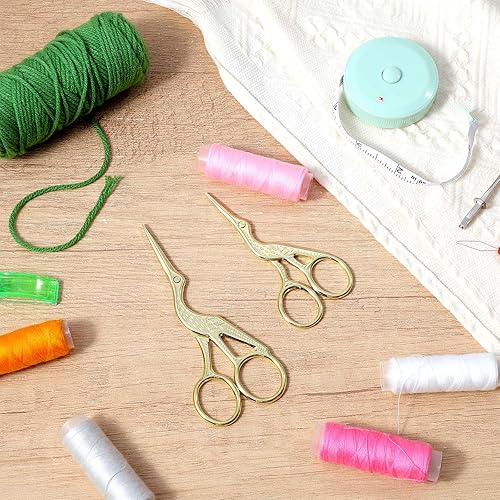 Miniatura 4 de 10 tijeras pequeñas de bordado doradas a granel, de 3.7 pulgadas y 4.6 pulgadas cada una de las 5, tijeras de coser de grúa, tijeras vintage para