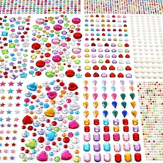 MYDBUYSOME 2774pcs Acrylic Gem Stickers for Crafts - Self-Adhesive Rhinestone Bling Jewels, Hearts, Stars, Flowers - Kids Craft Supplies