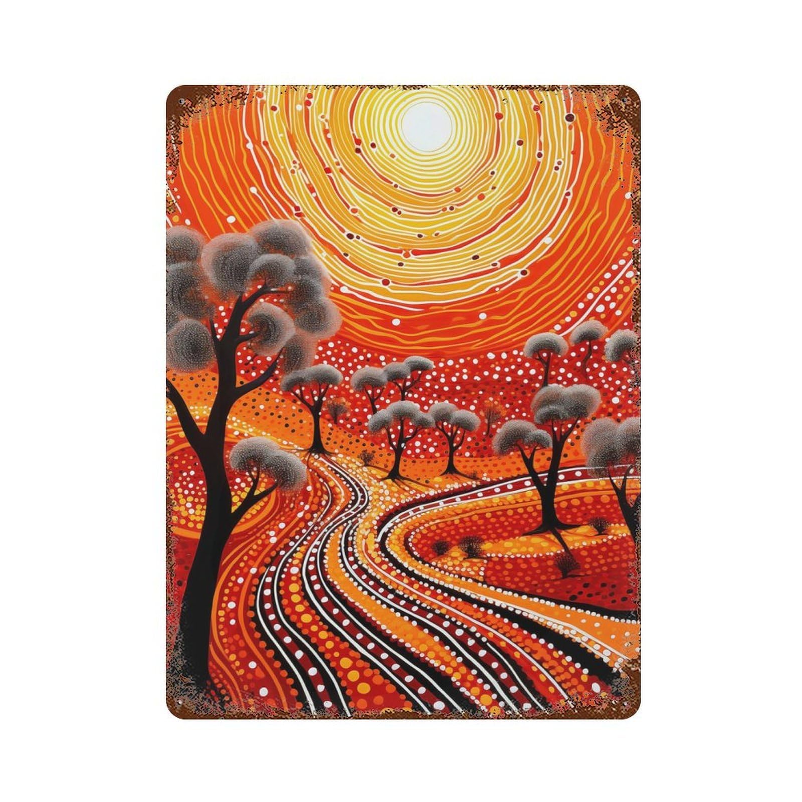 Rust Effect Desert Dusk Display Decorative Tin Sign 15.7"x11.8", Vintage Wall Decor for Farmhouse, Kitchen And Entryway Decor