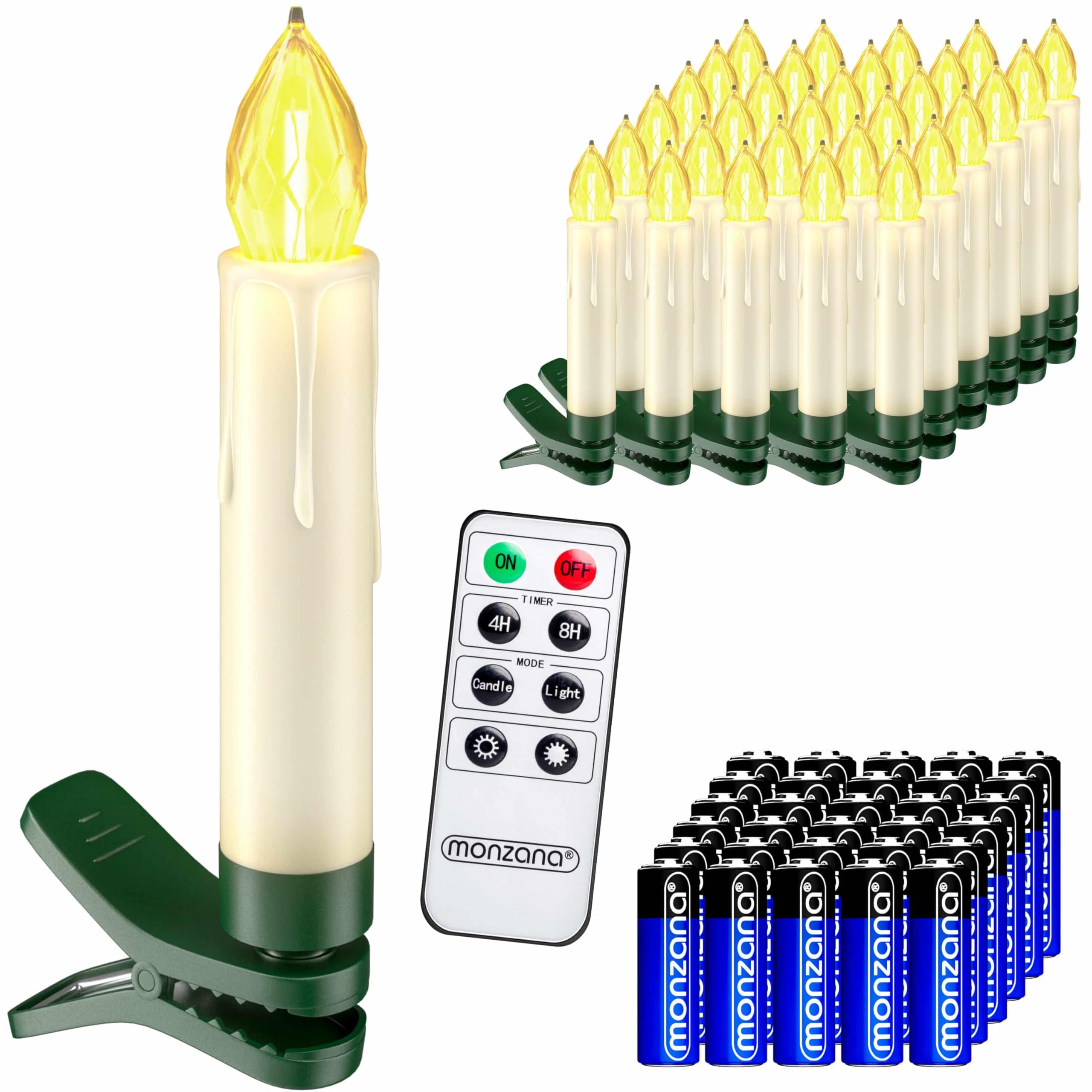 Monzana LED Weihnachtsbaumkerzen 30er Set kabellos mit Batterien