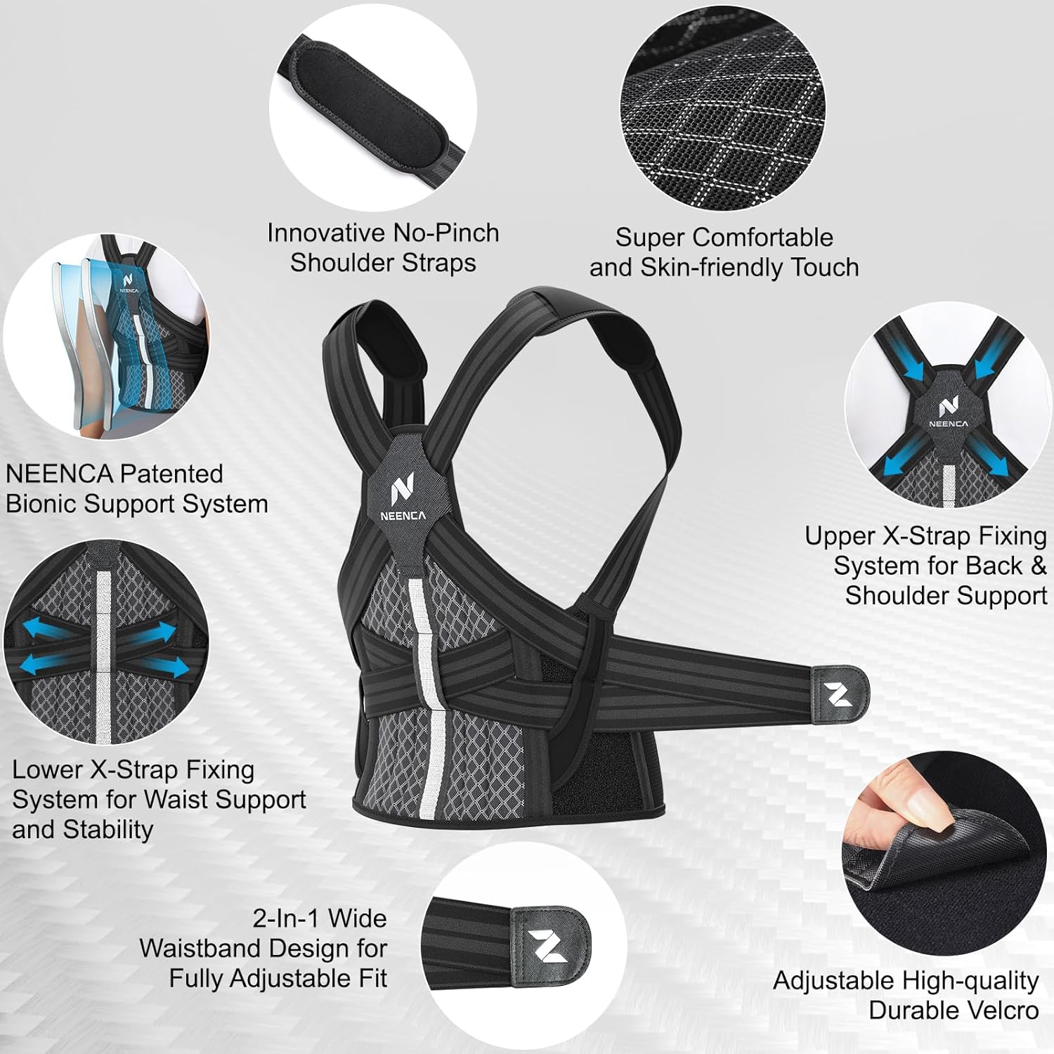 NEENCA Medical Posture Corrector Back Brace for Women & Men, Fully Adjustable Back Support, Shoulder Straightener for Upper and Lower Back Pain Relief - Scoliosis, Hunchback, Thoracic, Spine Corrector - Image 2