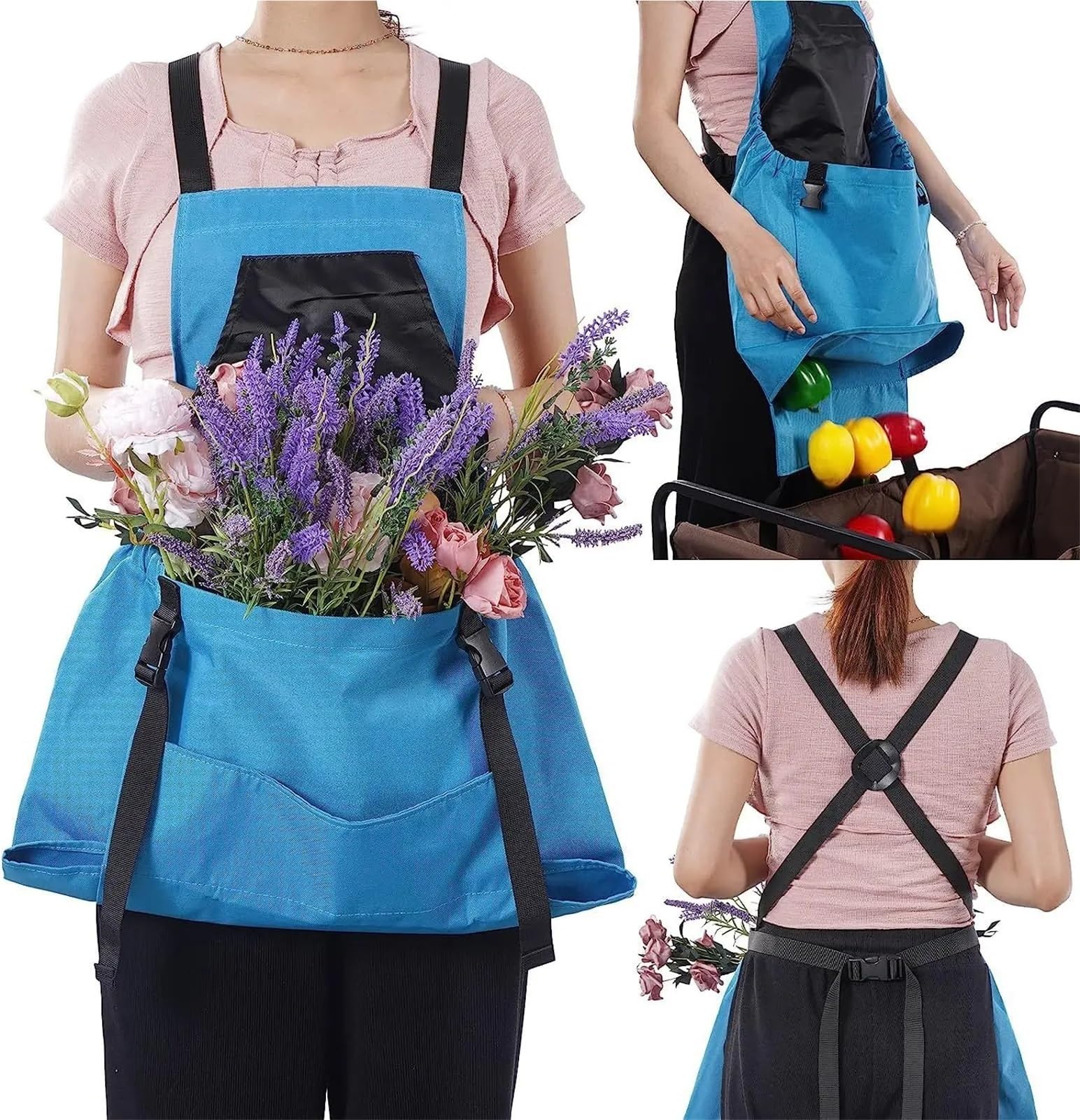 Schürze Herren Ernteschürze mit Schnellverschlusstaschen, Obstpflücktasche, Erntetasche for die Ernte im Garten for Damen und Herren