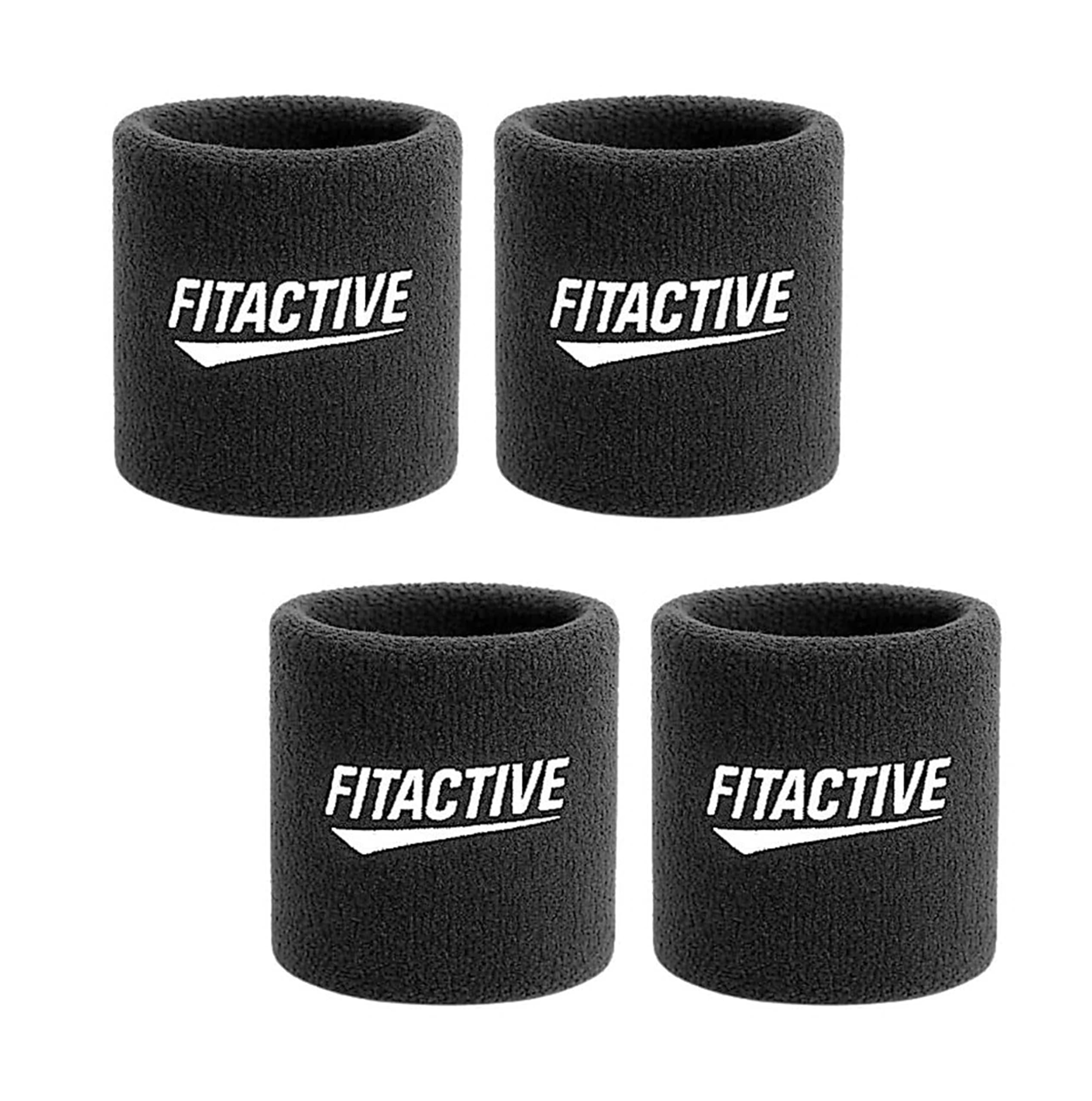 FitActive Cotton Wrist Sweat Bands for Men & Women – Sweat Absorbing Wrist Band Wrist Support 3 Inch for Gym, Running, Badminton, Tennis, Basketball & Multiple Sports (2 Pairs Black)-image-13