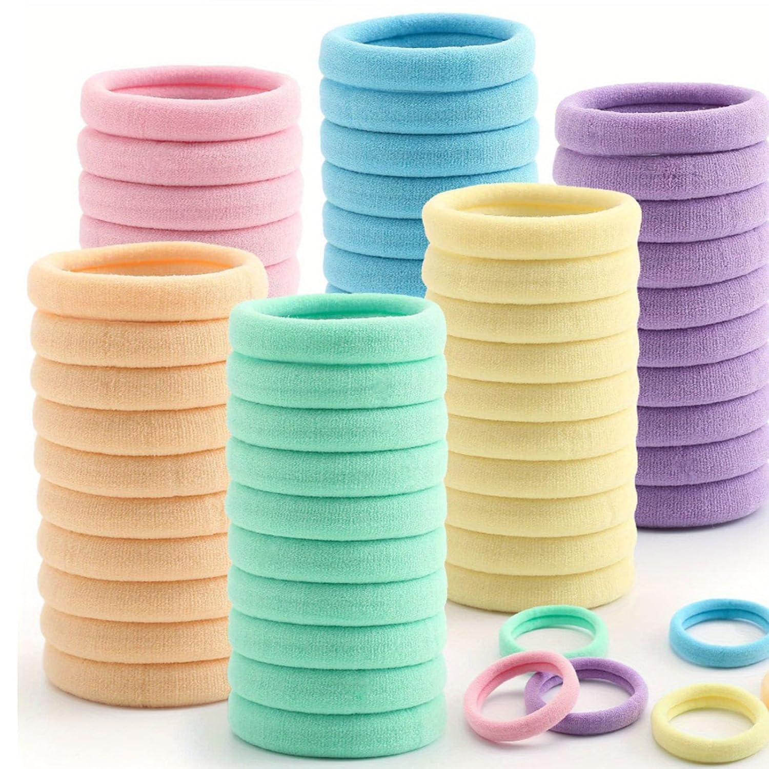 100 PCS Stretchy Colorful Hair Bands Elastic Hair Ties No Damage Hair Accessories For Women