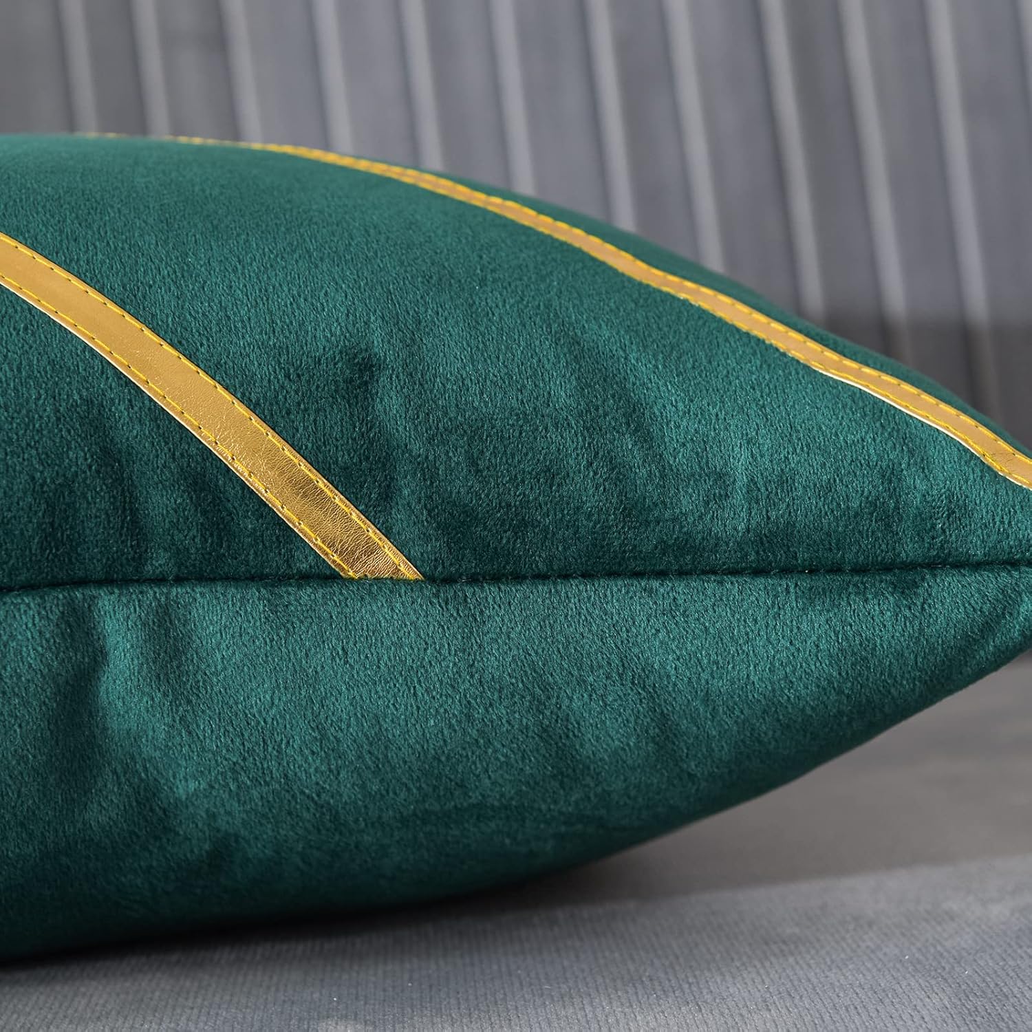 WACOMECO Decorative Throw Pillow Covers - Soft Velvet Gold Cushion Covers Pillow Cases for Sofa Bedroom Livingroom Car, 18 x 18 in, Dark Green - Image 5