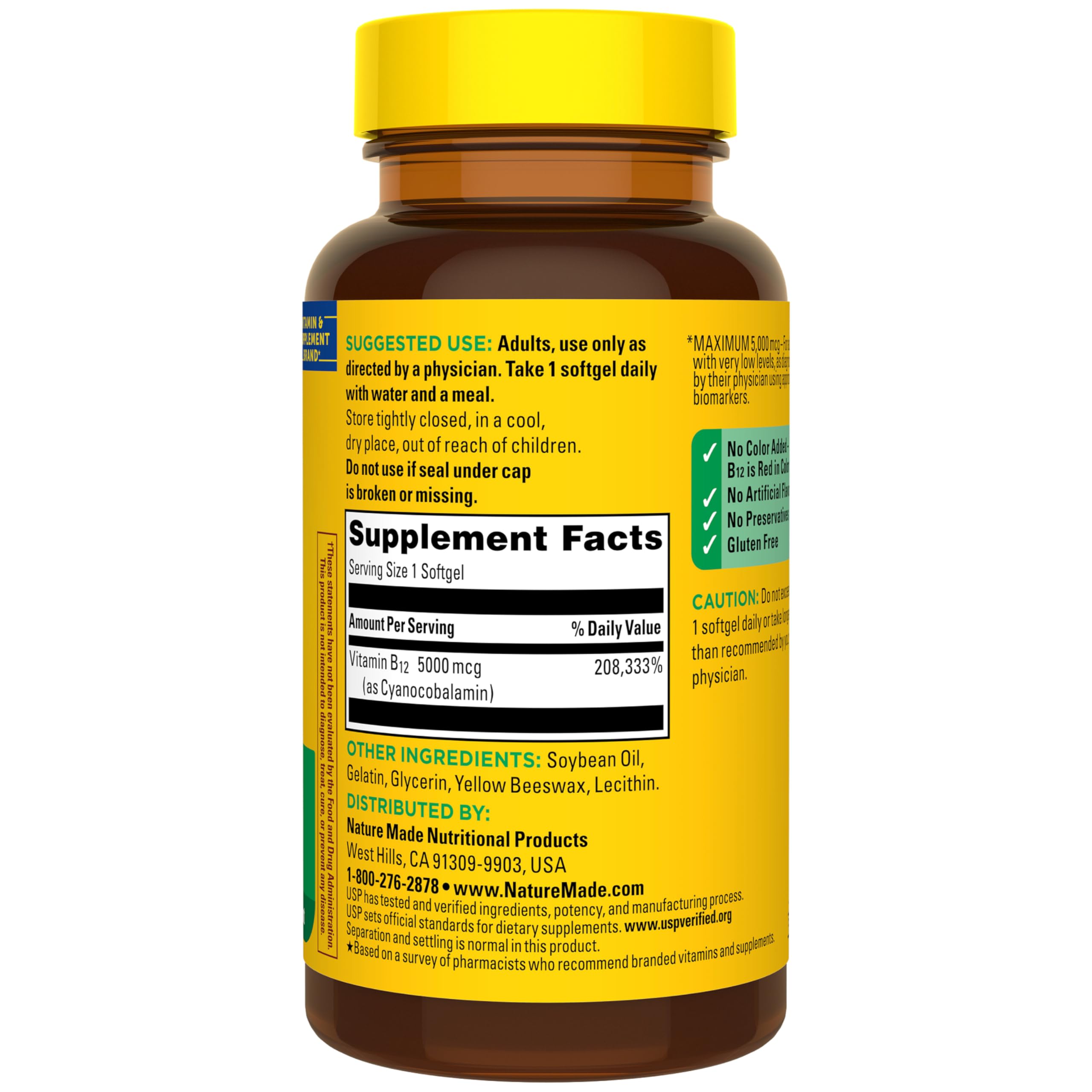 Nature Made Maximum Strength Vitamin B12 5000 mcg Softgels, 60 Softgels — Amazon image 9