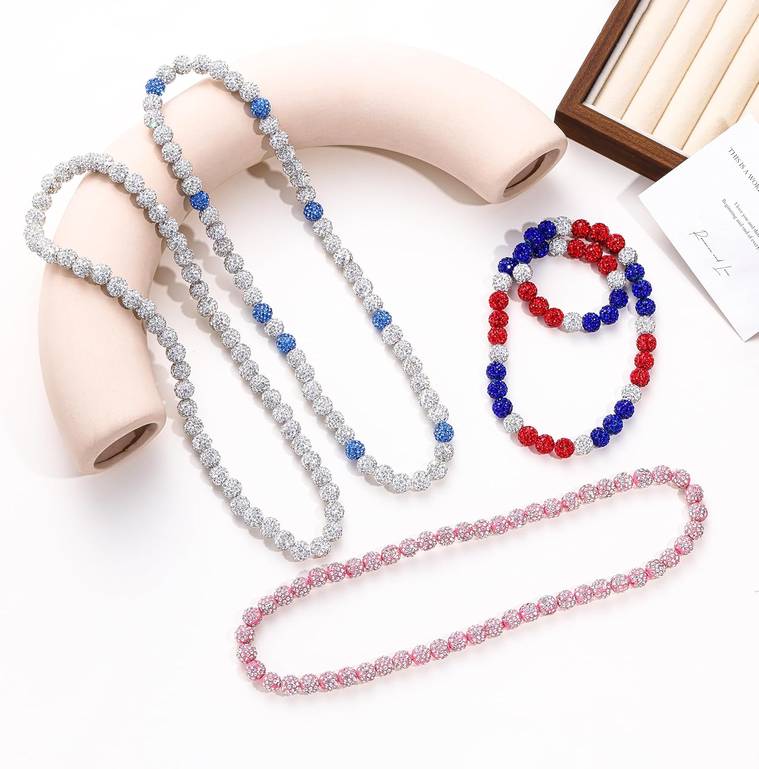 Baseball Beaded Cross Necklace for Men Women, 18"/20"/22" Ice Necklace Bling Drip Bead Chains Necklaces for Boys Diamond Rhinestone Discoball for Baseball Team Lovers - Image 7