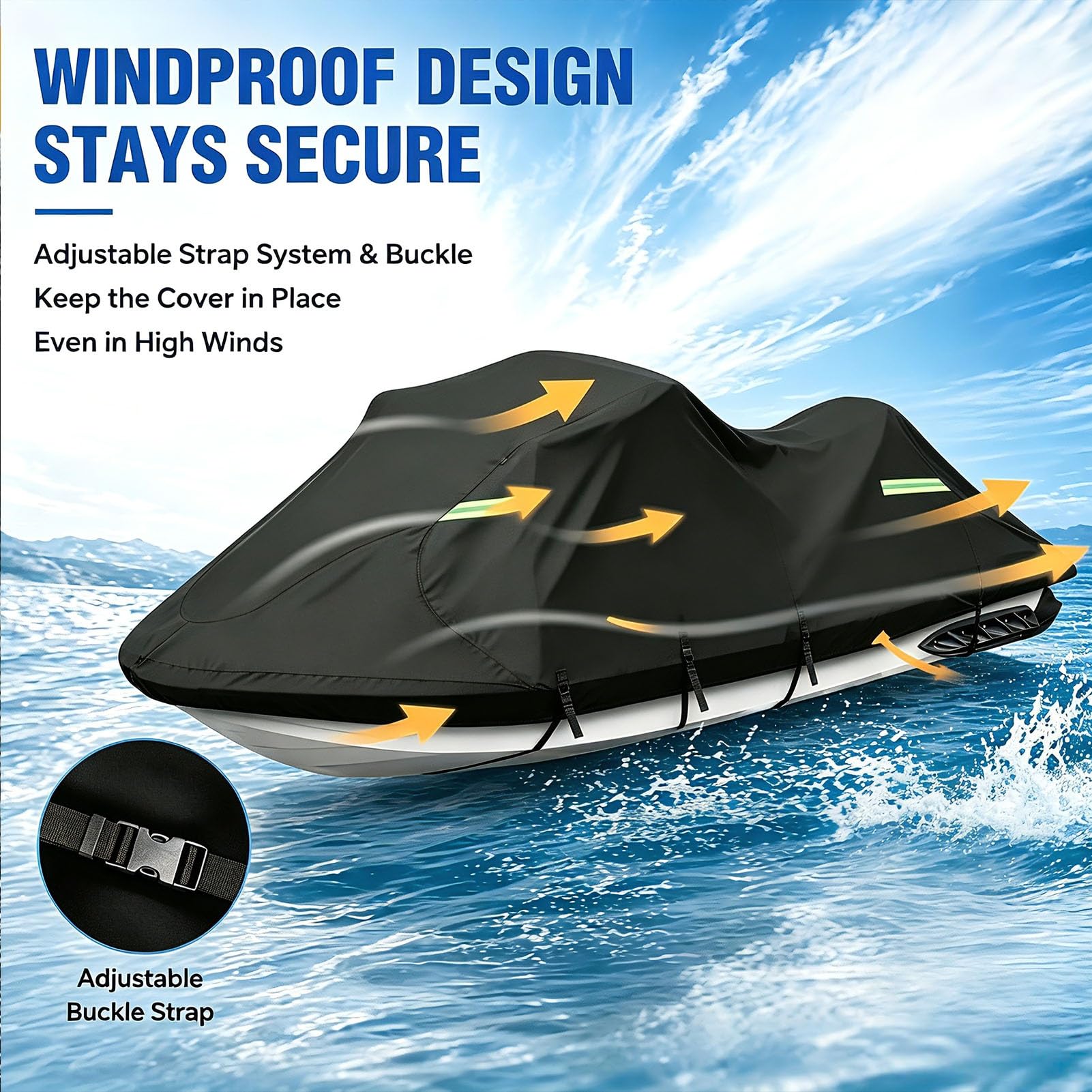 Funda para Moto Acuática para Sea-Doo Wake 2008-2026 | Funda para barca moto de agua jet‑ski Fundas para Barco Lona a Prueba de Polvo Resistente a los Rayos UV