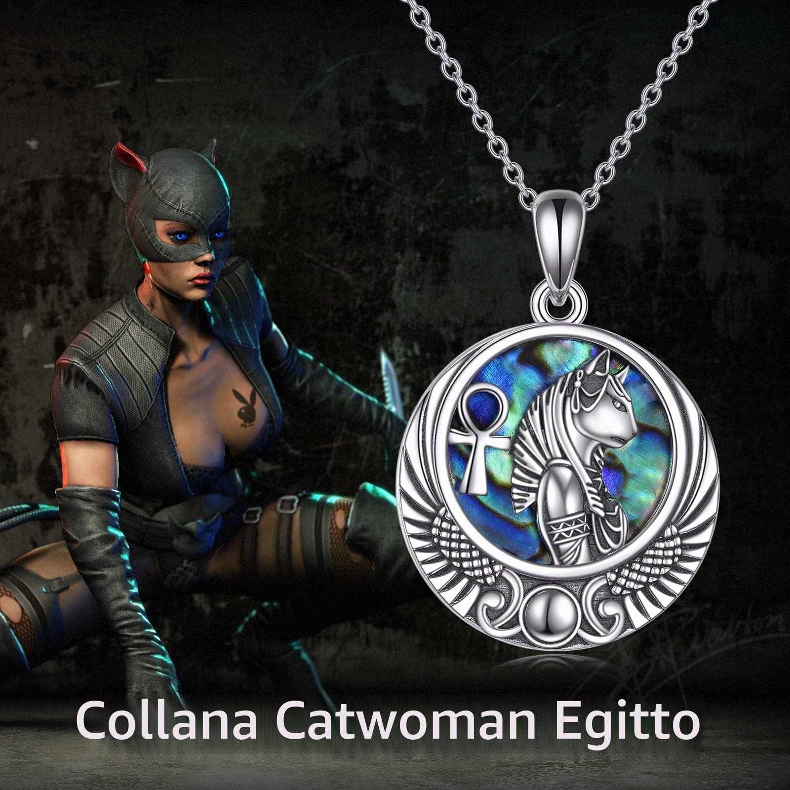 YFN Collana Egiziano Argento Sterling Ciondolo Egitto Protezione Gioielli Conchiglia Abalone Egitto Regalo per Donna Bambina Uomo