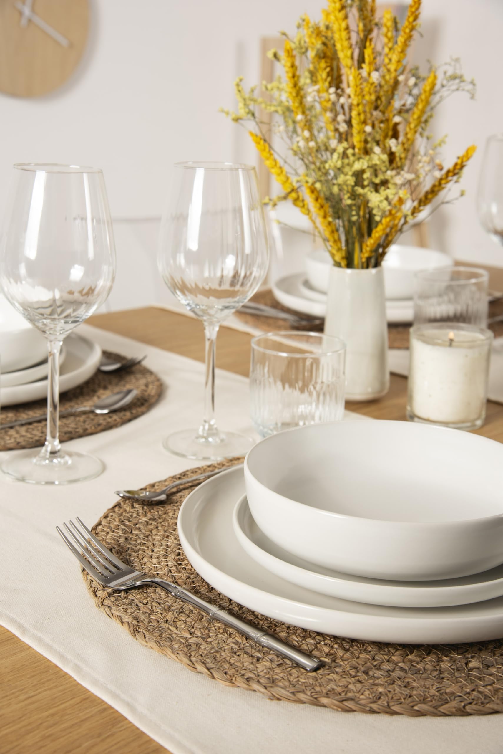 Excelsa Nordic Set 6 Piatti Piani in Ceramica, Bianco